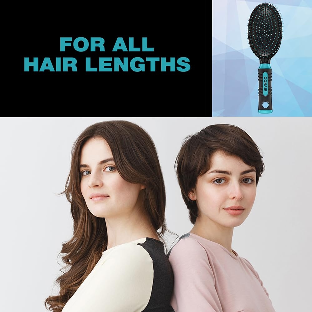 image:imageConair Salon Results 3Pack Hair Brushes Detangling Hair Brush for Men and Women For All Hair Types Metal Bristles and Cushion Base BlackBlack Teal