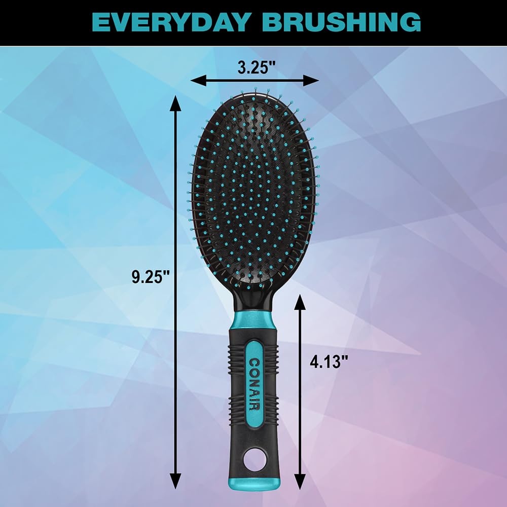image:imageConair Salon Results 3Pack Hair Brushes Detangling Hair Brush for Men and Women For All Hair Types Metal Bristles and Cushion Base BlackBlack Teal