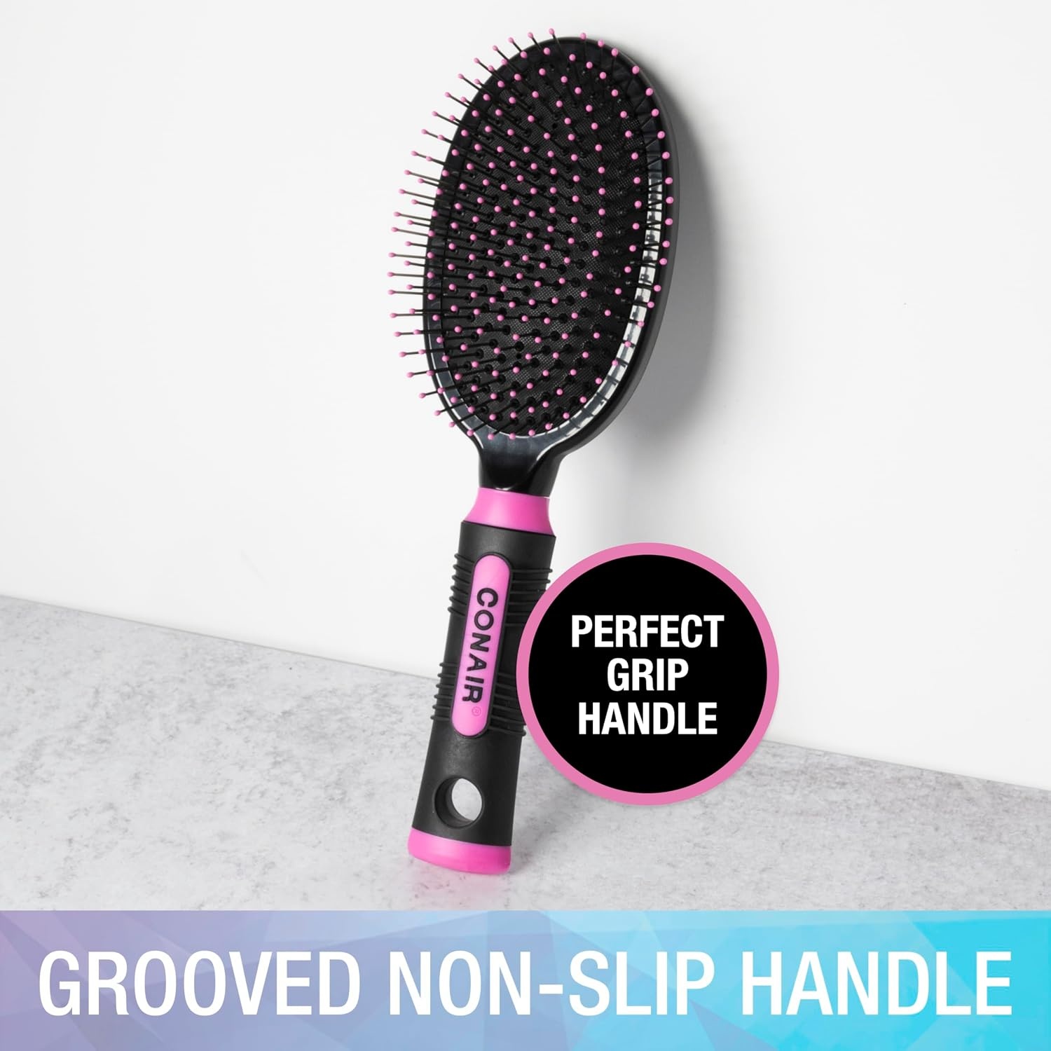 image:imageConair Salon Results 3Pack Hair Brushes Detangling Hair Brush for Men and Women For All Hair Types Metal Bristles and Cushion Base BlackBlush Pink