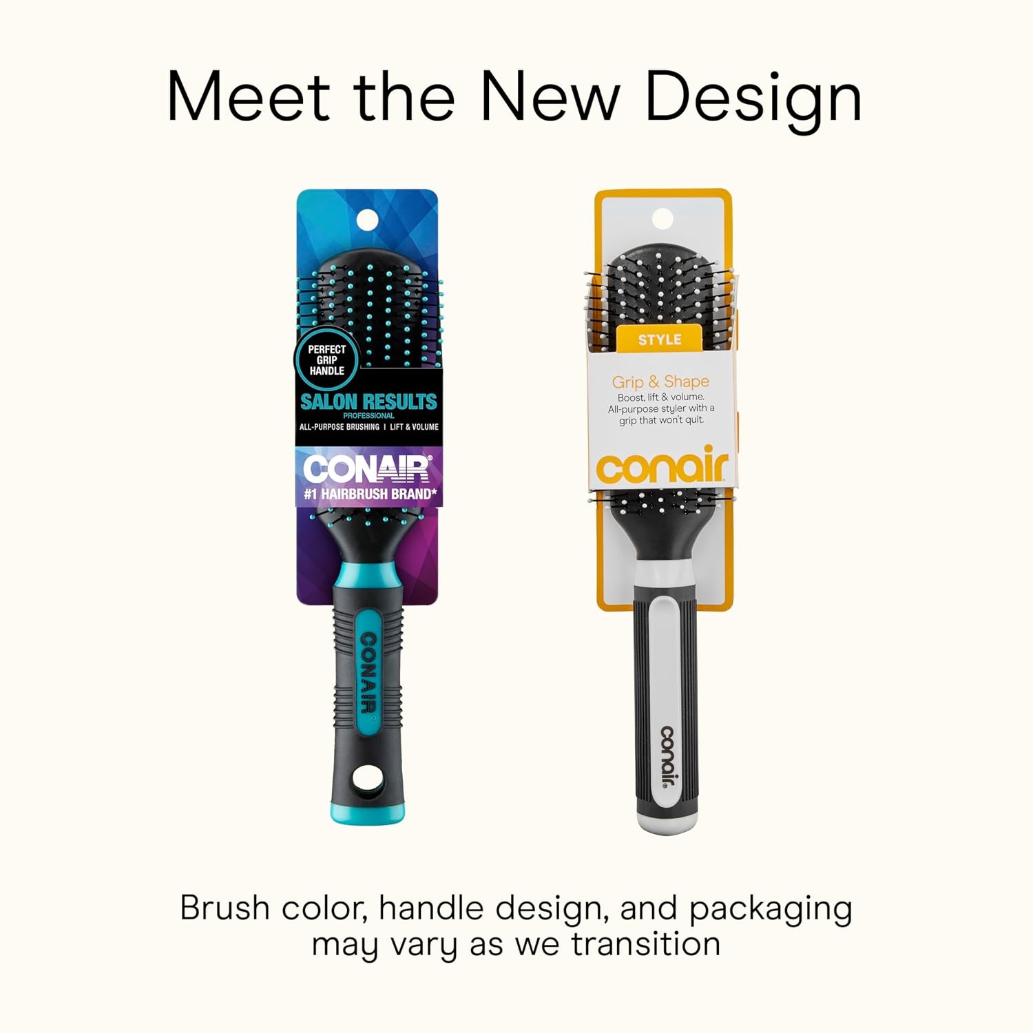 image:imageConair Salon Results Detangling Hairbrush Set 3Pack Brushes for Men and Women All Hair Types and Lengths with Nylon BristlesGrey