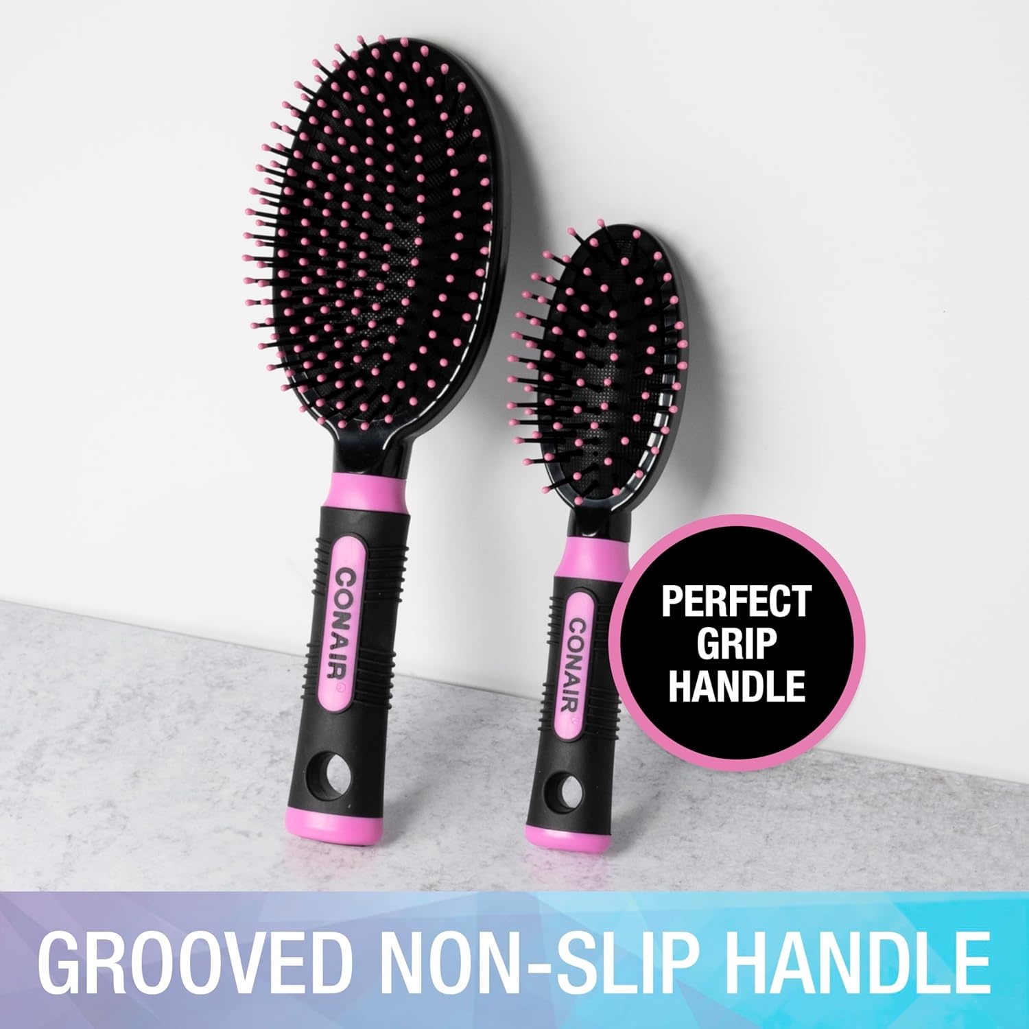 image:imageConair Salon Results Hairbrush Set Travel Hair Brush Hairbrushes for All Hair Types curly hair brush hairbrush detangler brush Travel size Fullsize BrushBlush Pink