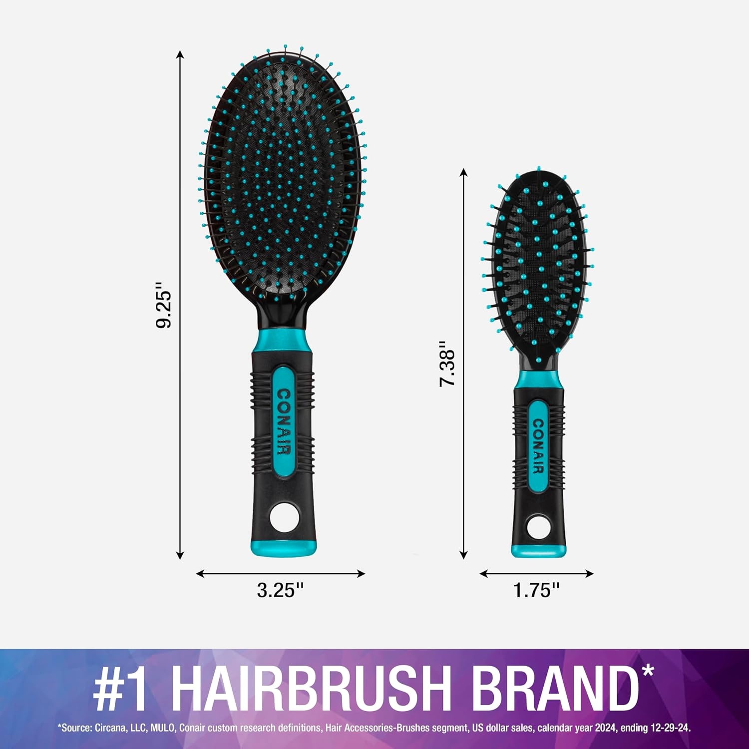 image:imageConair Salon Results Hairbrush Set Travel Hair Brush Hairbrushes for All Hair Types curly hair brush hairbrush detangler brush Travel size Fullsize BrushTeal