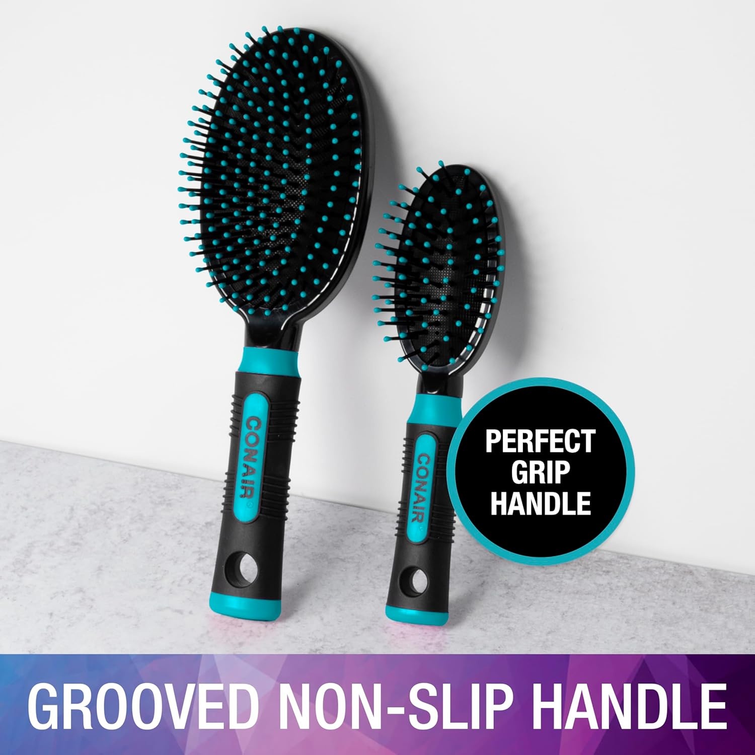 image:imageConair Salon Results Hairbrush Set Travel Hair Brush Hairbrushes for All Hair Types curly hair brush hairbrush detangler brush Travel size Fullsize BrushTeal
