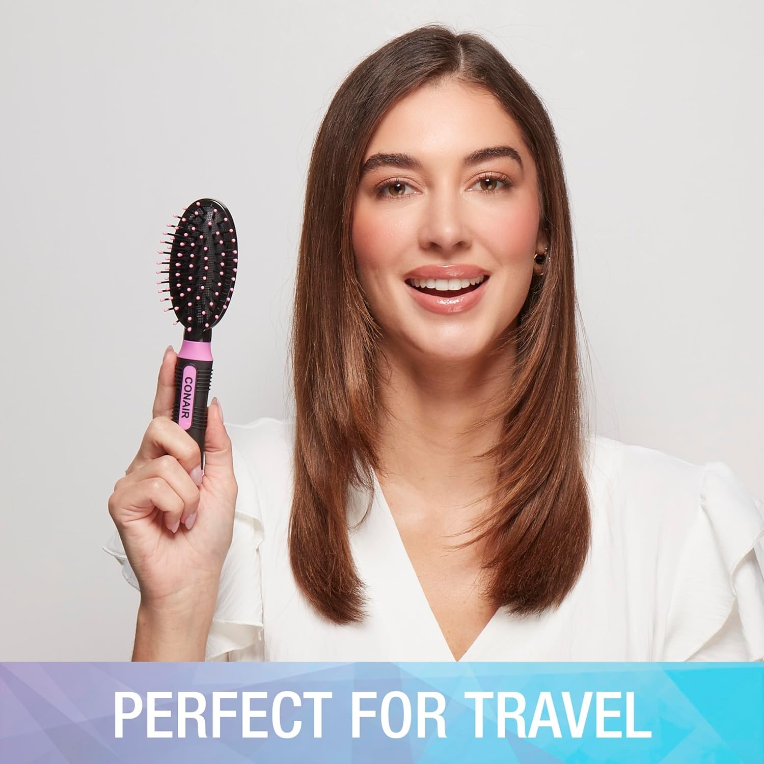 image:imageConair Salon Results Hairbrush Set Travel Hair Brush Hairbrushes for All Hair Types curly hair brush hairbrush detangler brush Travel size Fullsize BrushBlush Pink