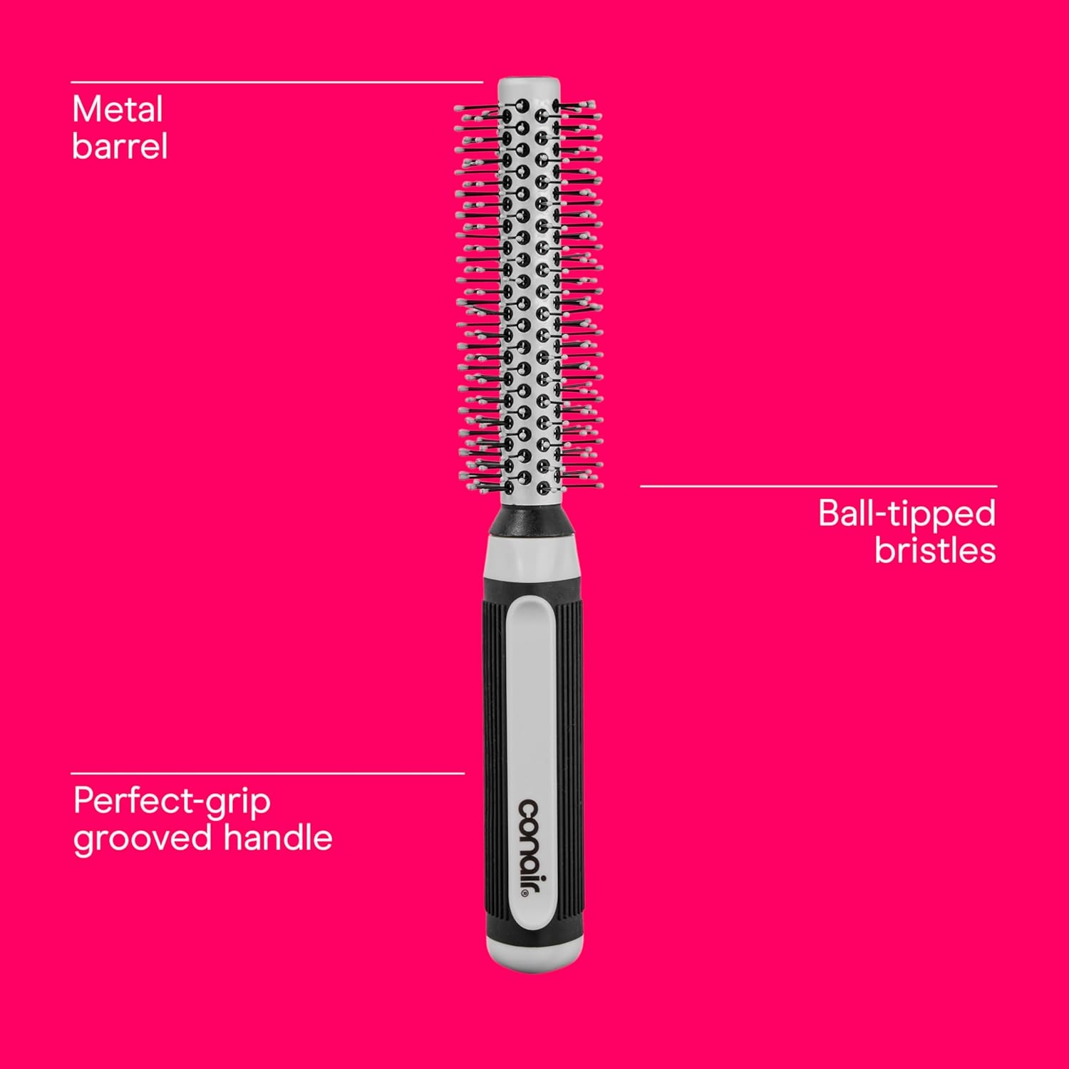 image:imageConair Salon Results Hairbrush for Blow Out Hair dryer round brush Metal Bristles Ideal for shorter hair lengthsGrey