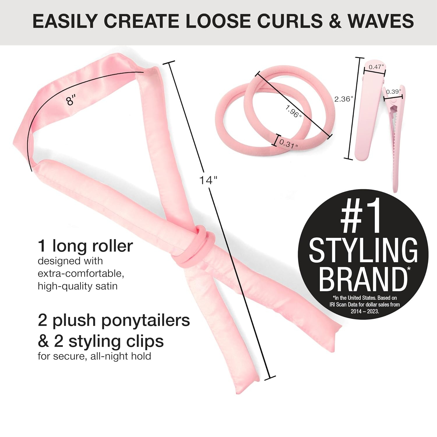 image:imageConair Satin Heatless Curls Set Heatless curls overnight heatless curls headband includes 1 Long Satin Roller 2 Ponytailers and 2 Clips
