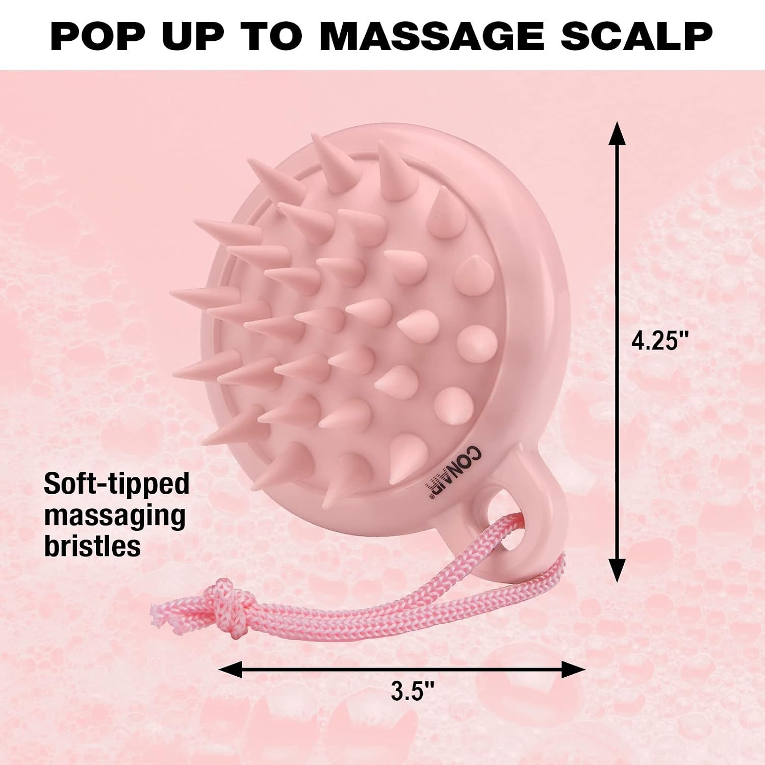 image:imageConair Scalp Massager Scalp Massager hair growth DualSided Can use on wet or dry hair Pink