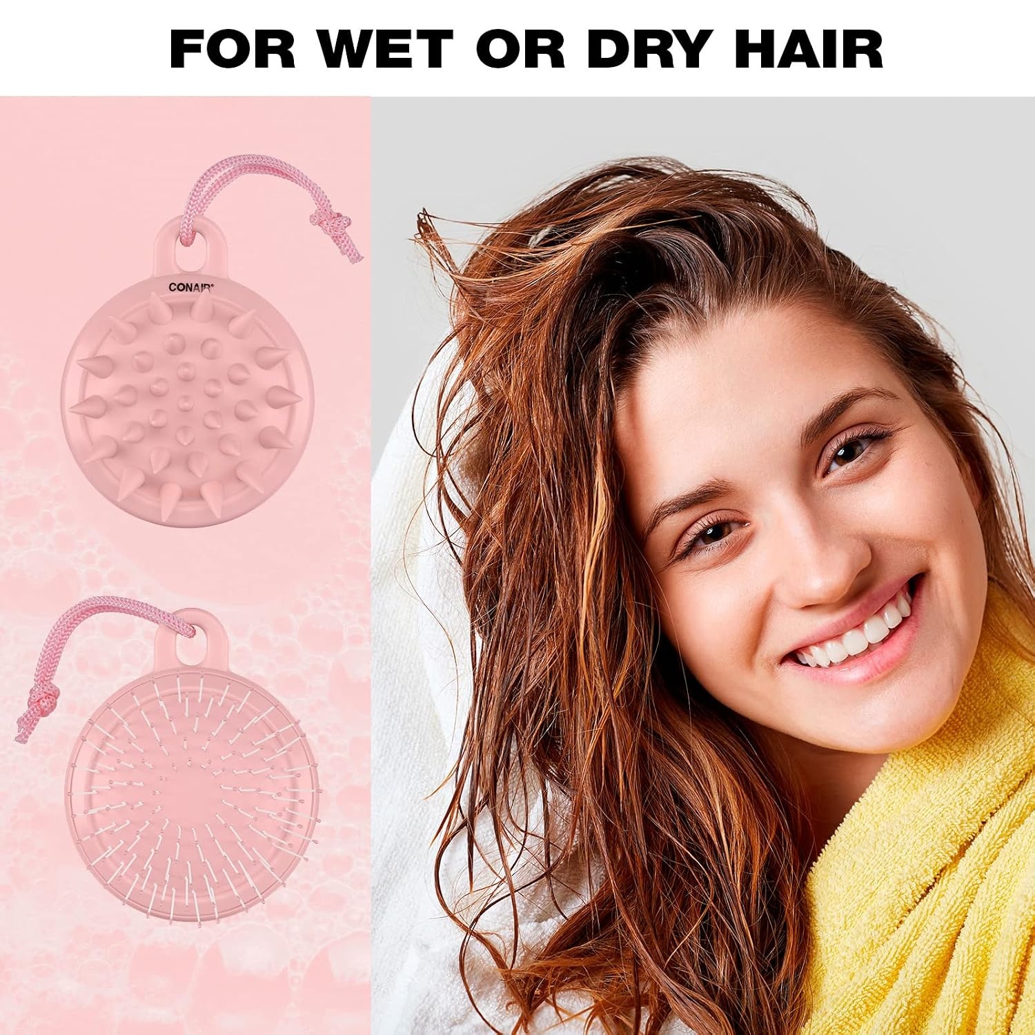 image:imageConair Scalp Massager Scalp Massager hair growth DualSided Can use on wet or dry hair Pink