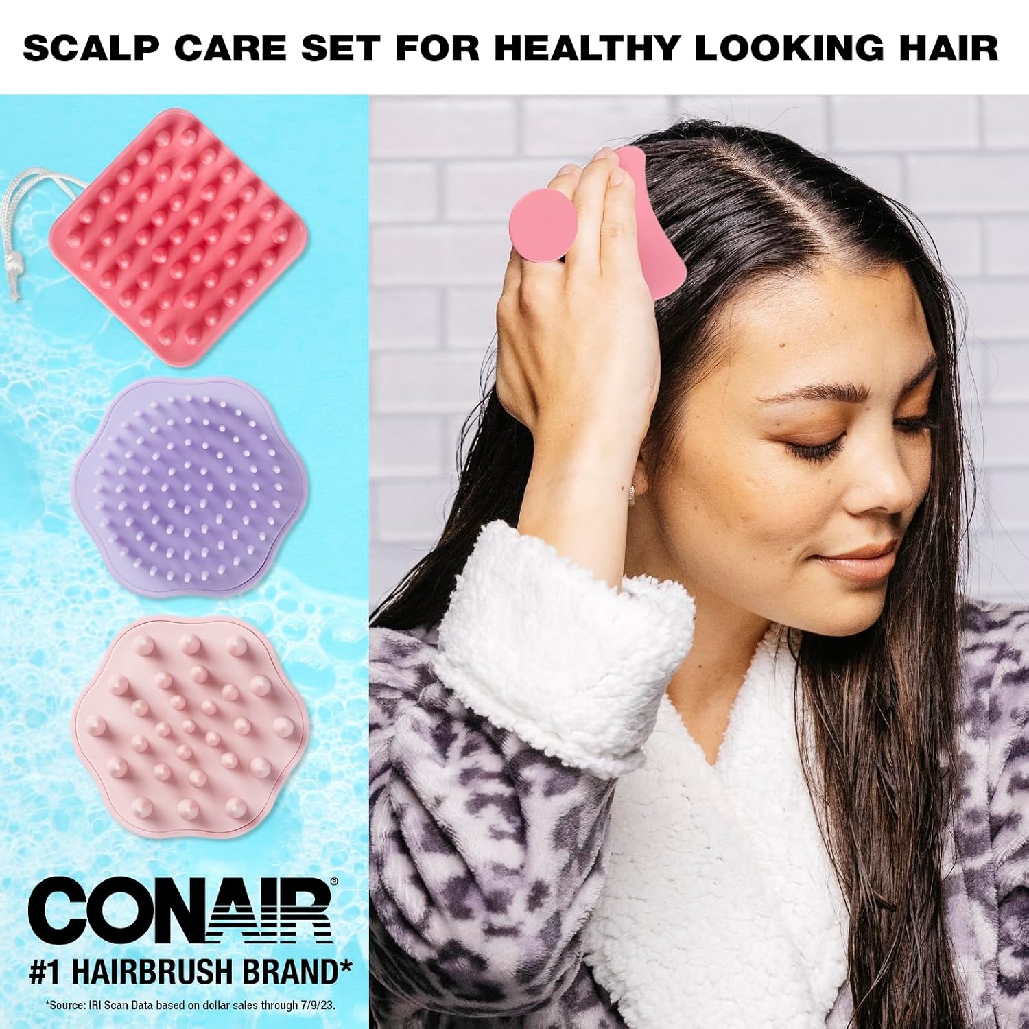 image:imageConair Scalp Massager Scalp Massager hair growth Head Massager Scalp 3 Unique Brush Heads 3 Pack