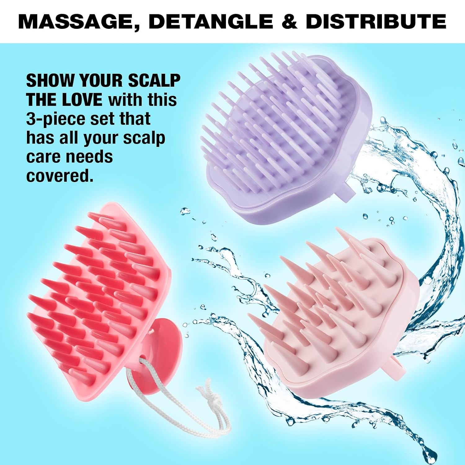 image:imageConair Scalp Massager Scalp Massager hair growth Head Massager Scalp 3 Unique Brush Heads 3 Pack