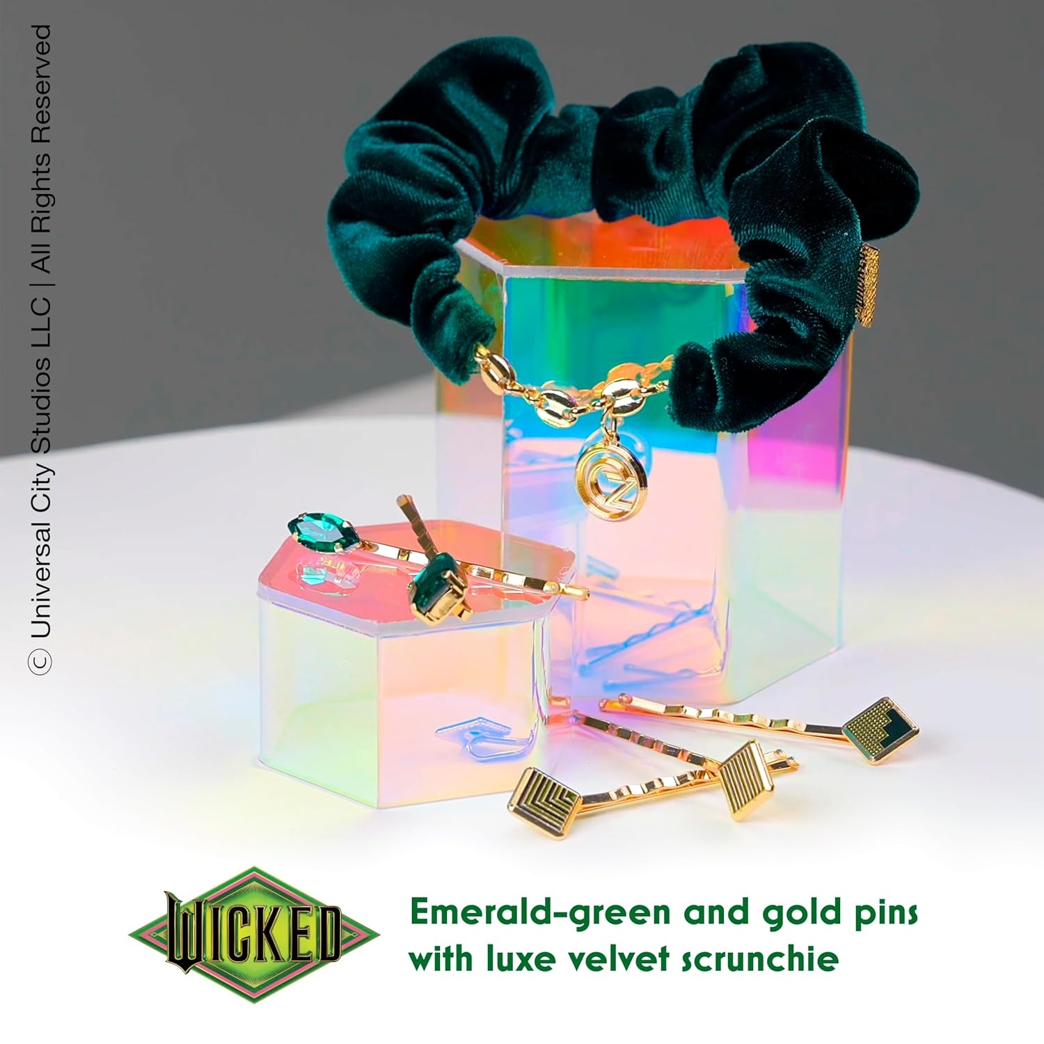 image:imageConair Scunci Wicked Gemstone Salon Clips 6PK Hair Clips for Women Gift Box All Hair Types Limited EditionEmerald City Green