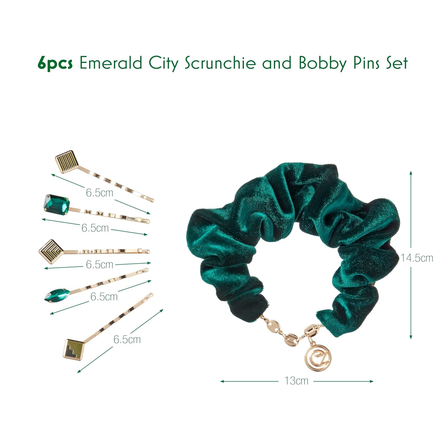 image:imageConair Scunci Wicked Gemstone Salon Clips 6PK Hair Clips for Women Gift Box All Hair Types Limited EditionEmerald City Green