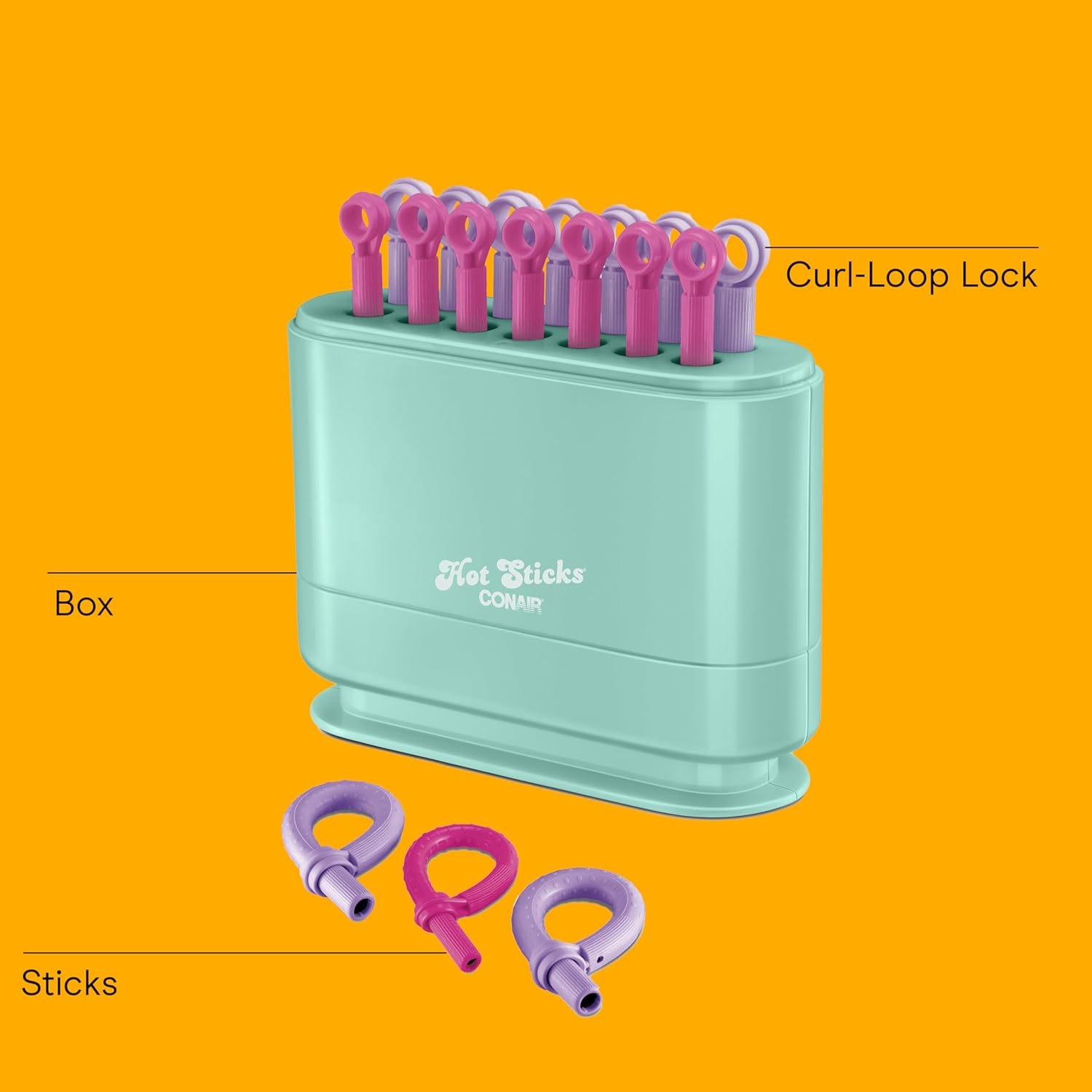 image:imageConair Silicone Hot Rollers for Women 14 Assorted Hot Sticks Hair Curlers with No Roller Clips Needed 85Second HeatUp For All Hair Lengths Green1 Count Pack of 1
