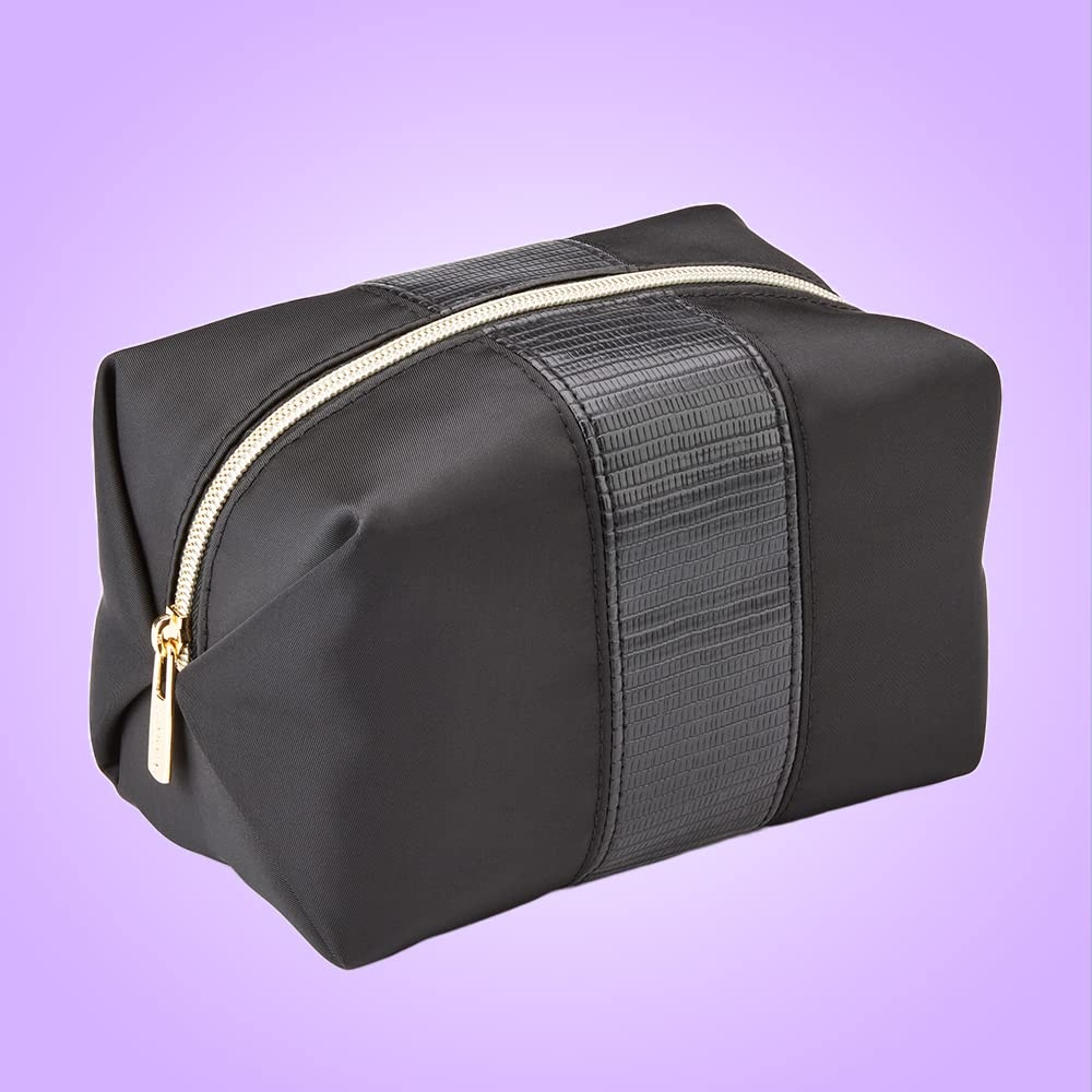 image:imageConair Small Makeup Bag Cosmetic Bag for Everyday TouchUps or Jewelery Perfect Size for Purse or CarryOn Small Organizer Shape in Black with Snake Print