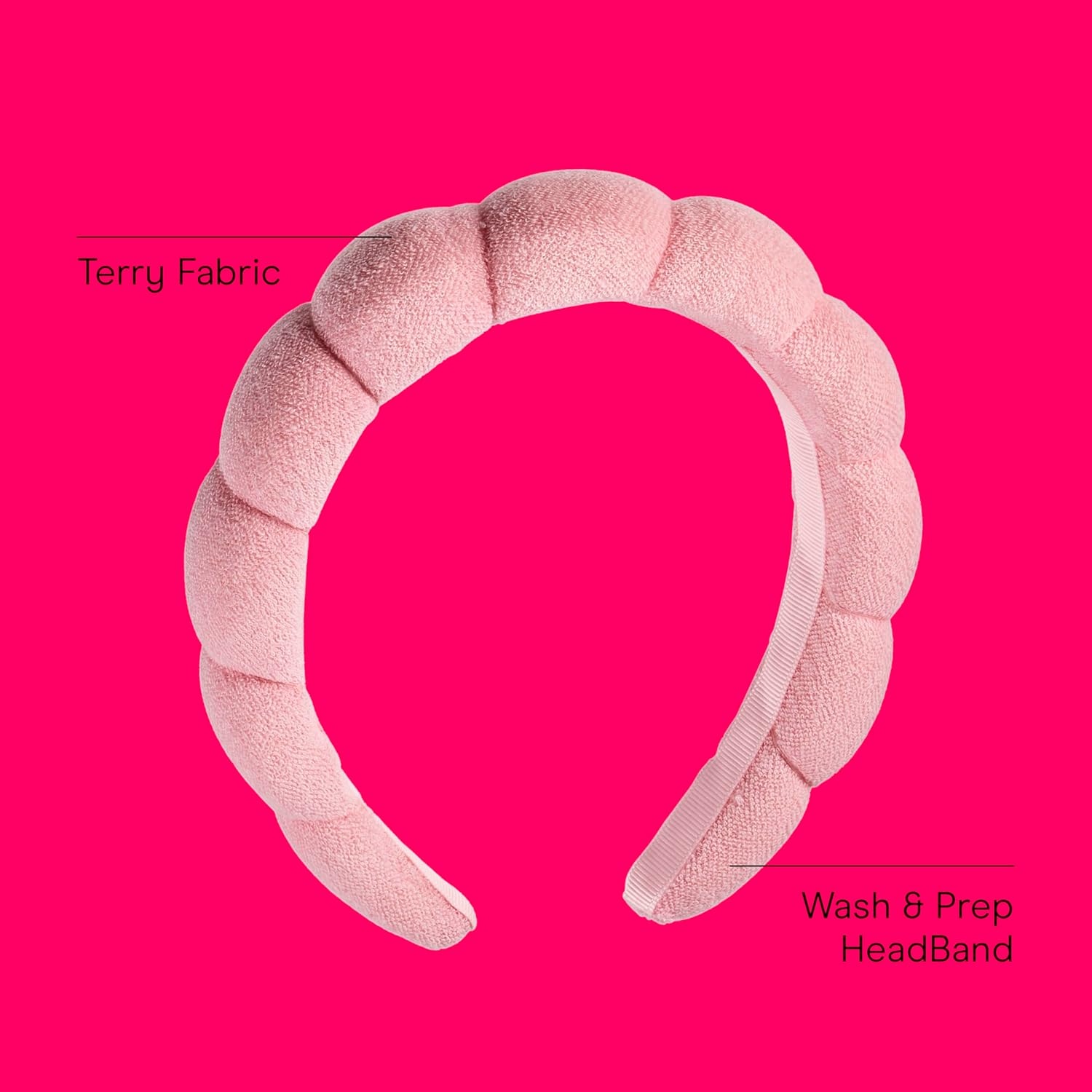 image:imageConair Spa Makeup and Face Washing Headband UltraAbsorbent Microfiber Skincare Headband Soft Terry Cloth NoPull Band Gentle on Hair and Head Bubble Design IvoryBlush Pink