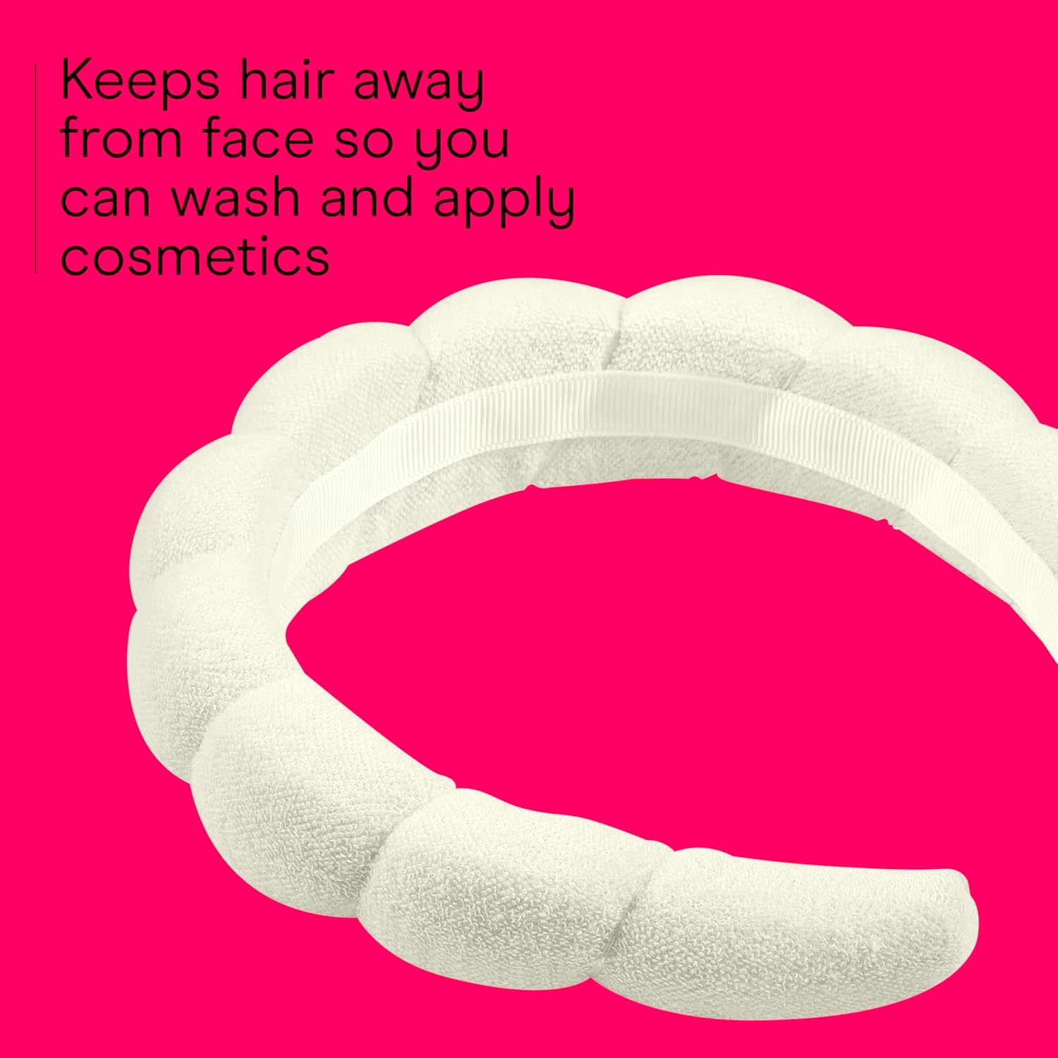 image:imageConair Spa Makeup and Face Washing Headband UltraAbsorbent Microfiber Skincare Headband Soft Terry Cloth NoPull Band Gentle on Hair and Head Bubble Design IvoryIvory