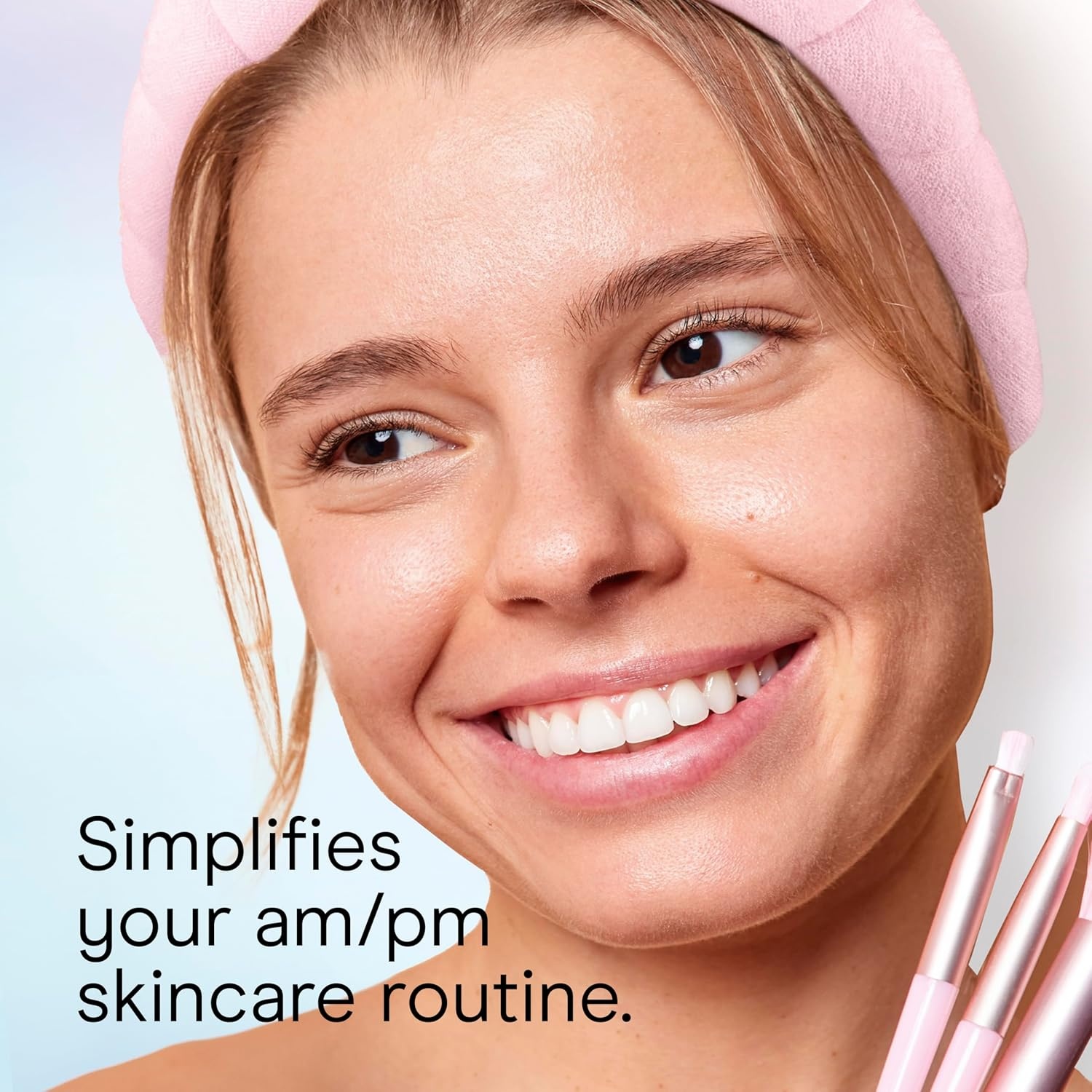 image:imageConair Spa Makeup and Face Washing Headband UltraAbsorbent Microfiber Skincare Headband Soft Terry Cloth NoPull Band Gentle on Hair and Head Bubble Design IvoryBlush Pink