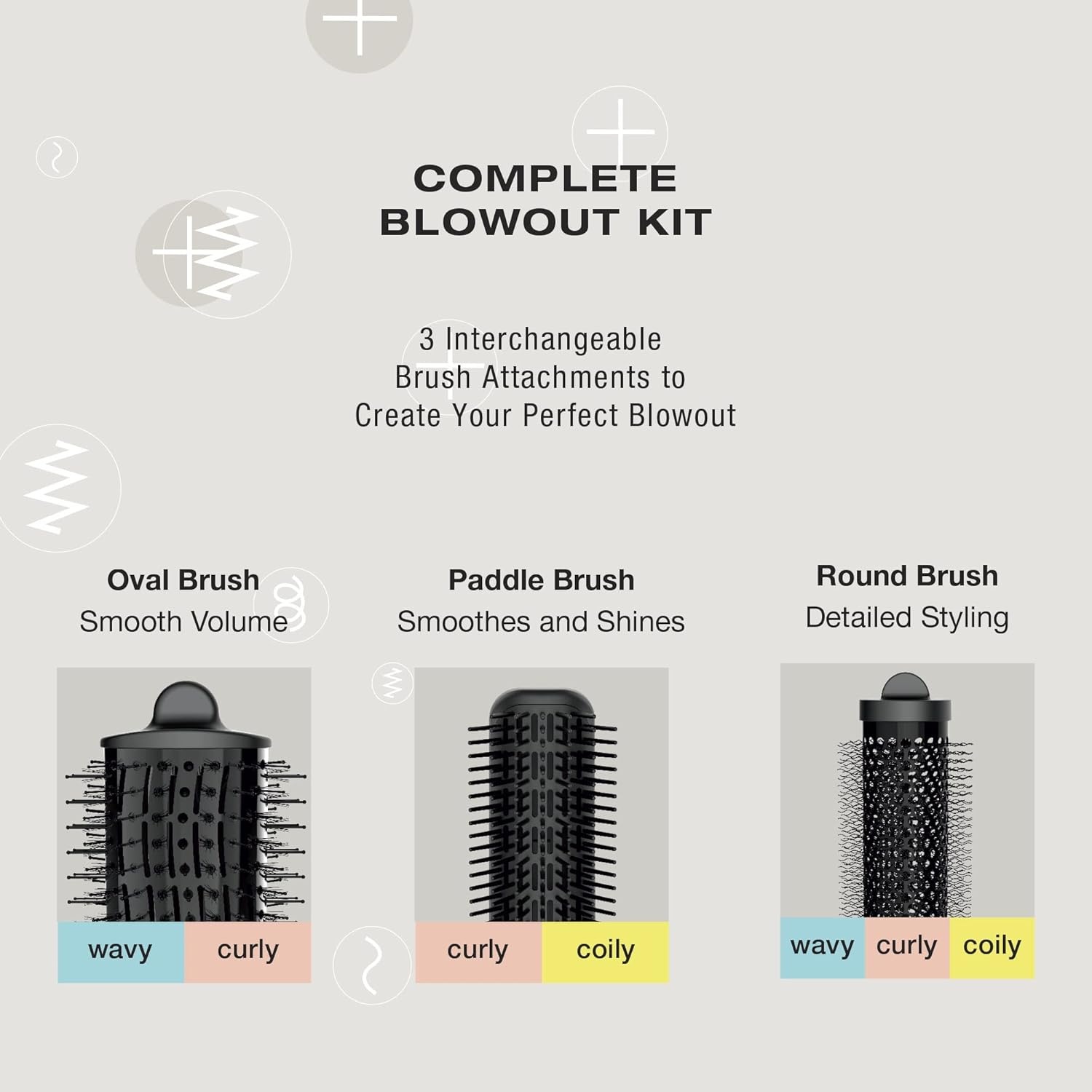 image:imageConair The Curl Collective 3in1 Blowout Kit 3 Interchangeable Brush Attachments to Create Your Perfect Blowout1 Count Pack of 1