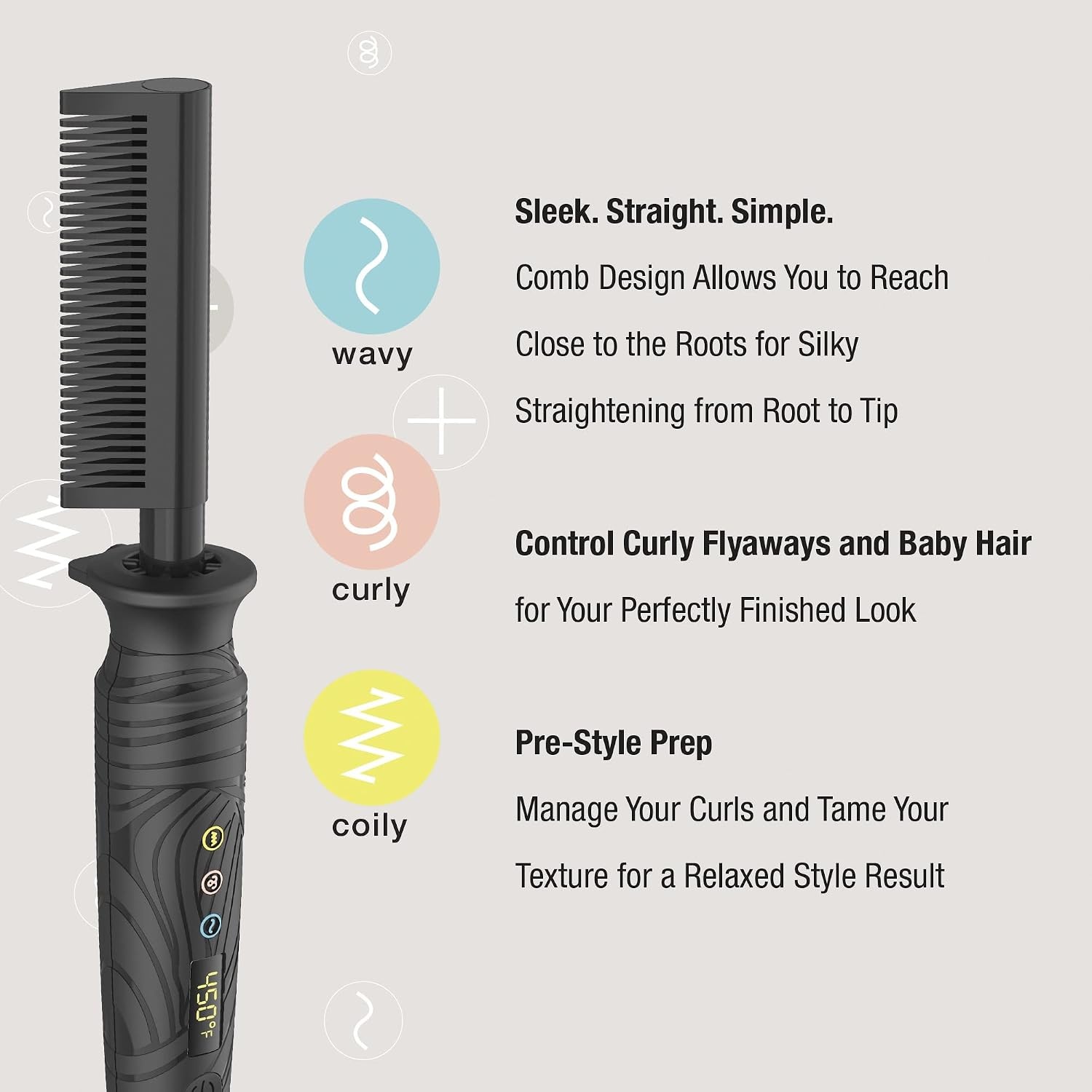 image:imageConair The Curl Collective Ceramic Pressing Hot Comb Sleek Straight Simple Pressing Comb Design Reaches Close to The Roots for Silky Straightening Root to TipOne Size