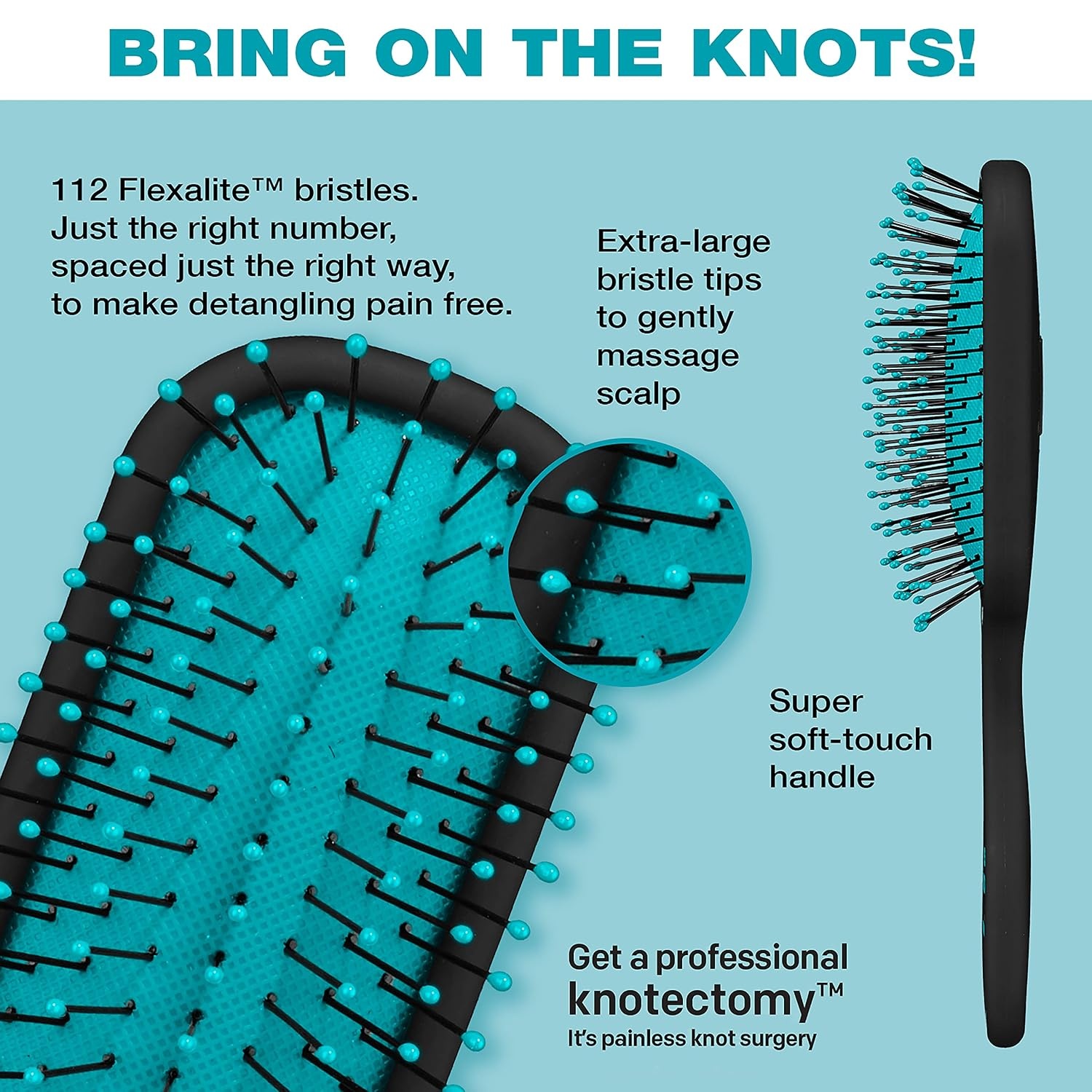 image:imageConair The Knot Dr hair brush Pro Mini Detangler Detangling Heat Resistant Irregular shape Rubber 1 Count Black Blue All hair types Unisex