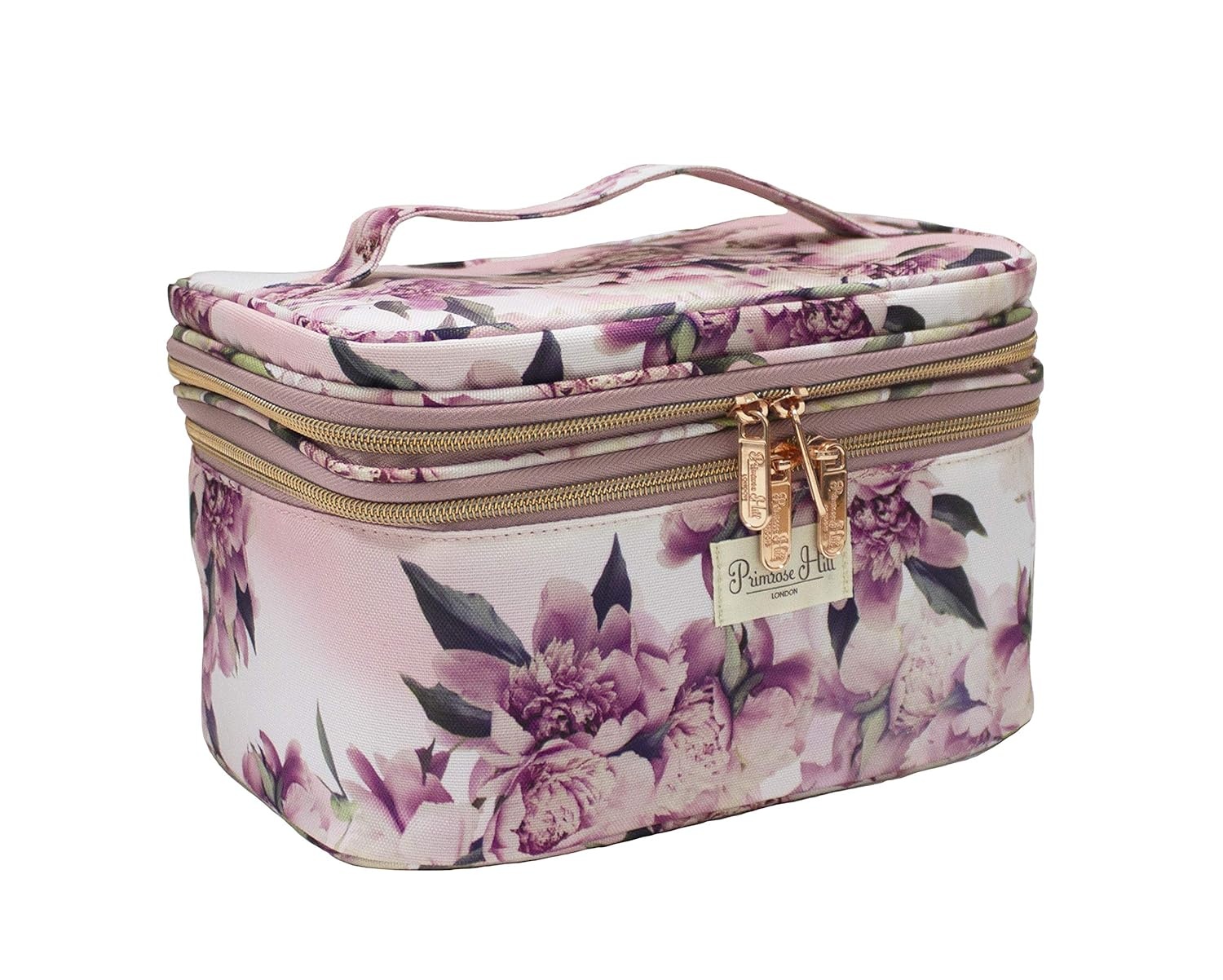 image:imageConair Travel Makeup Bag Large Toiletry and Cosmetic Bag Perfect Size for Use At Home or Travel Train Case Shape in Pink Floral Print