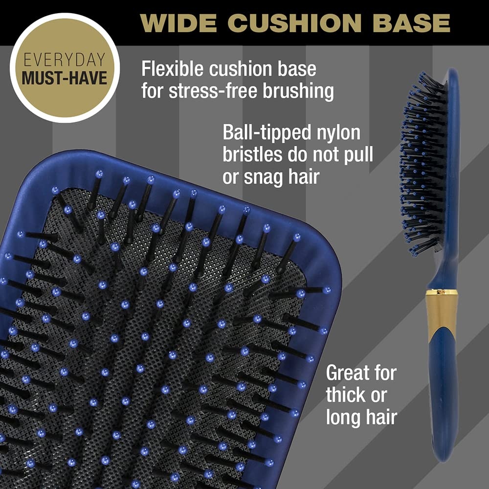 image:imageConair Velvet Touch Paddle Cushion hair brush Detangling hairbrush curly or straight styles men or women detangler features soft touch handle Sky BlueRed Black Navy