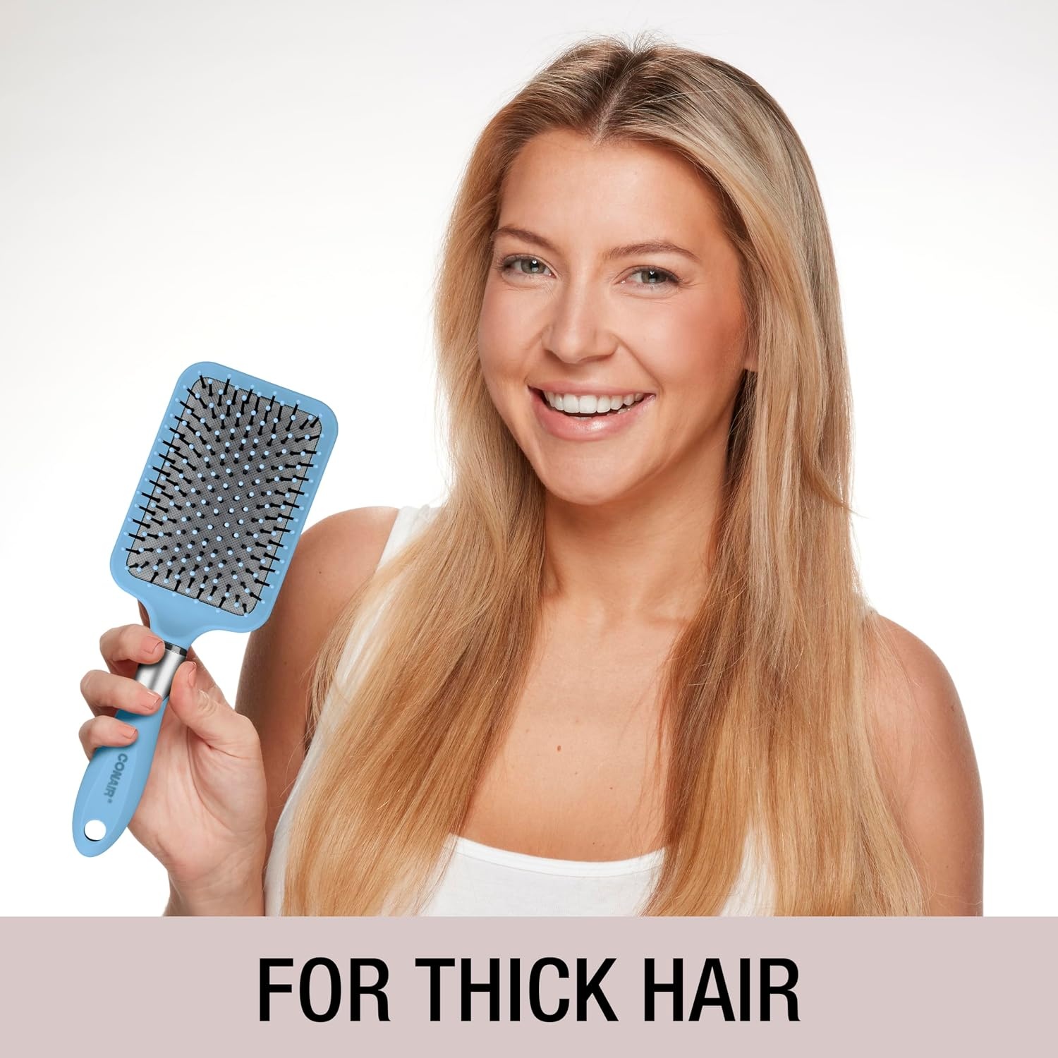 image:imageConair Velvet Touch Paddle Cushion hair brush Detangling hairbrush curly or straight styles men or women detangler features soft touch handle Sky BlueSky Blue