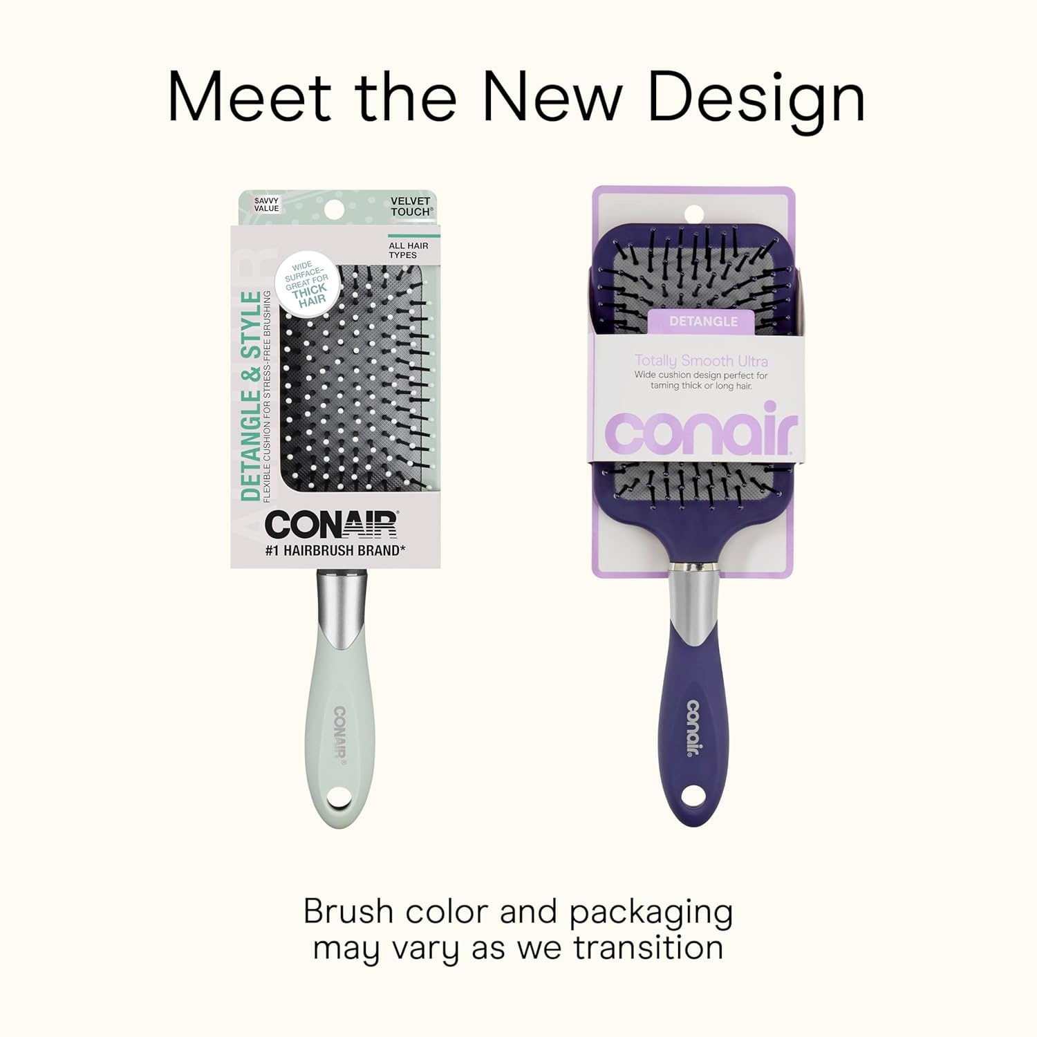 image:imageConair Velvet Touch Paddle Cushion hair brush Detangling hairbrush curly or straight styles men or women detangler features soft touch handle Sky BlueAssorted Color