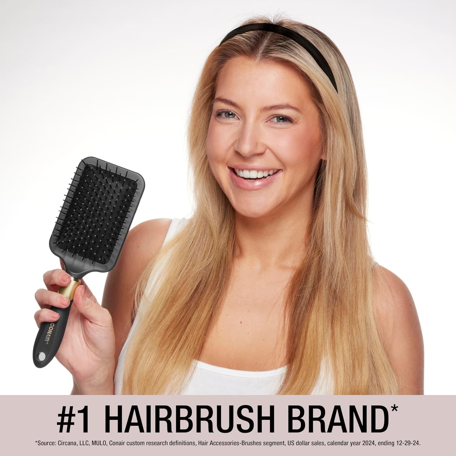 image:imageConair Velvet Touch Paddle Cushion hair brush Detangling hairbrush curly or straight styles men or women detangler features soft touch handle Sky BlueBlack and Red