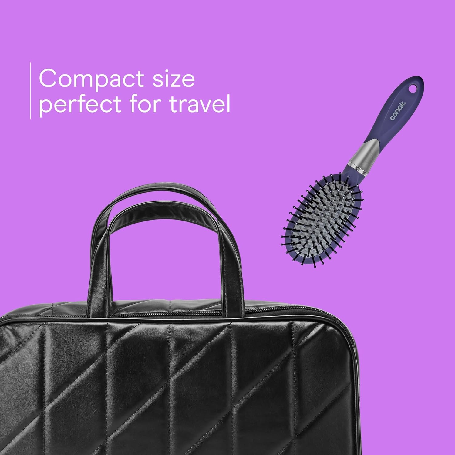image:imageConair Velvet Touch oval cushion hair brush Travel Hairbrush Detangling ideal for curly or straight styles detangler brushes women or men Sage GreenBlue