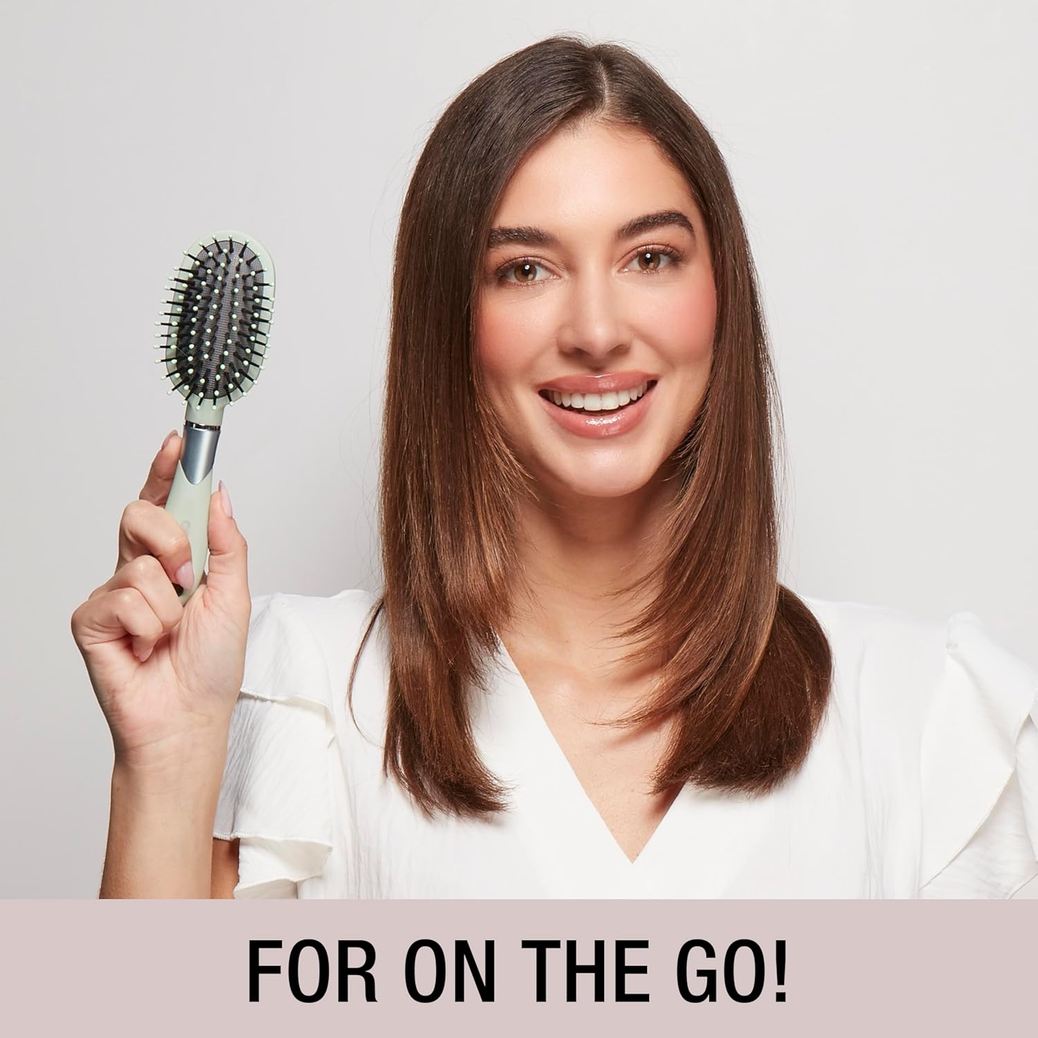 image:imageConair Velvet Touch oval cushion hair brush Travel Hairbrush Detangling ideal for curly or straight styles detangler brushes women or men Sage GreenSage Green