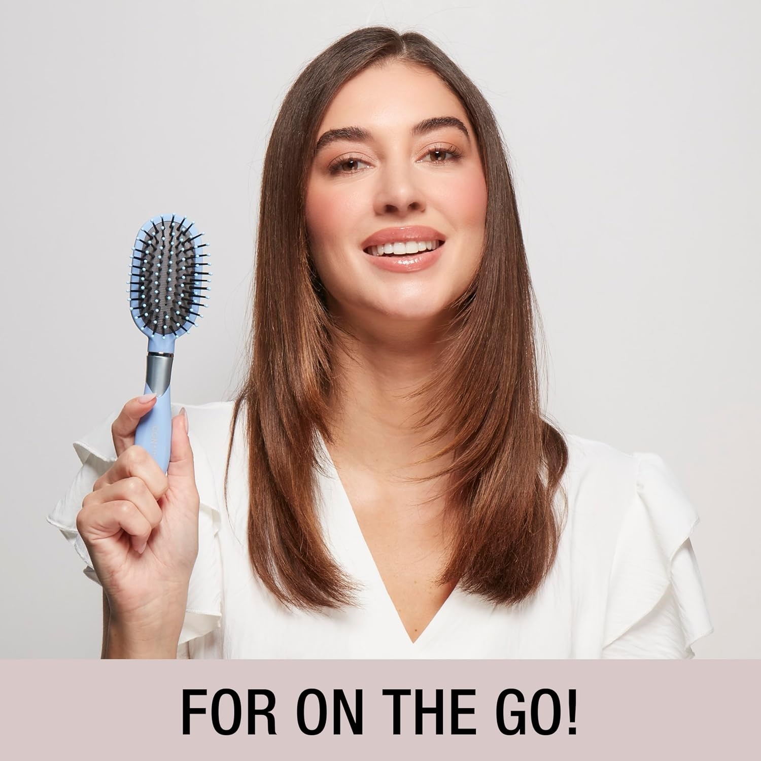 image:imageConair Velvet Touch oval cushion hair brush Travel Hairbrush Detangling ideal for curly or straight styles detangler brushes women or men Sage GreenSky Blue