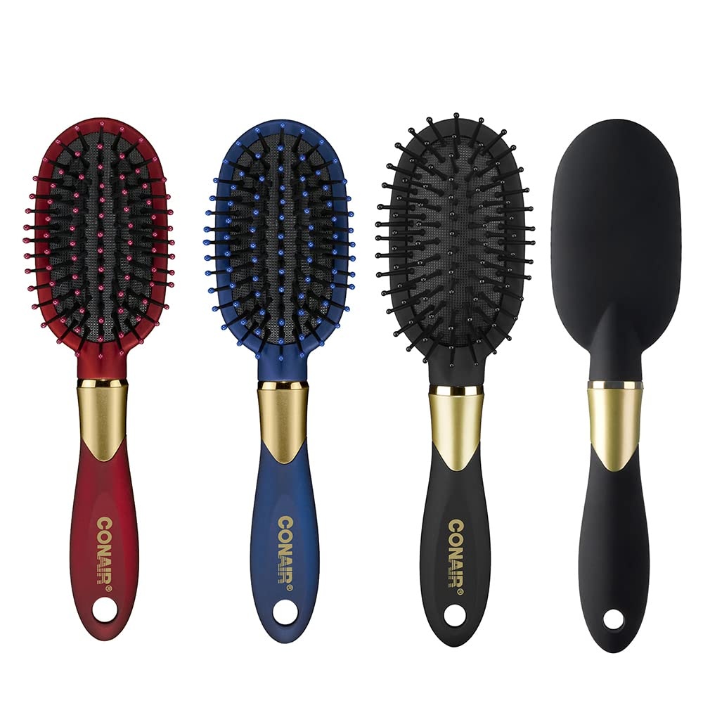 image:imageConair Velvet Touch oval cushion hair brush Travel Hairbrush Detangling ideal for curly or straight styles detangler brushes women or men Sage GreenAssorted Red Black Navy