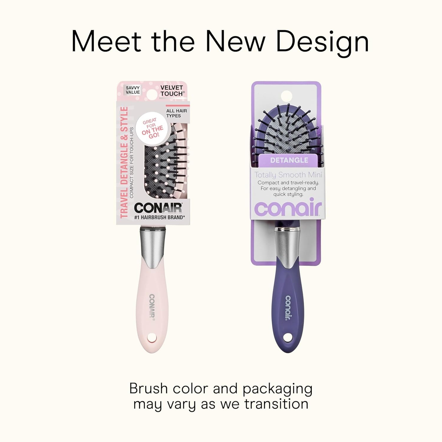 image:imageConair Velvet Touch oval cushion hair brush Travel Hairbrush Detangling ideal for curly or straight styles detangler brushes women or men Sage GreenBlue