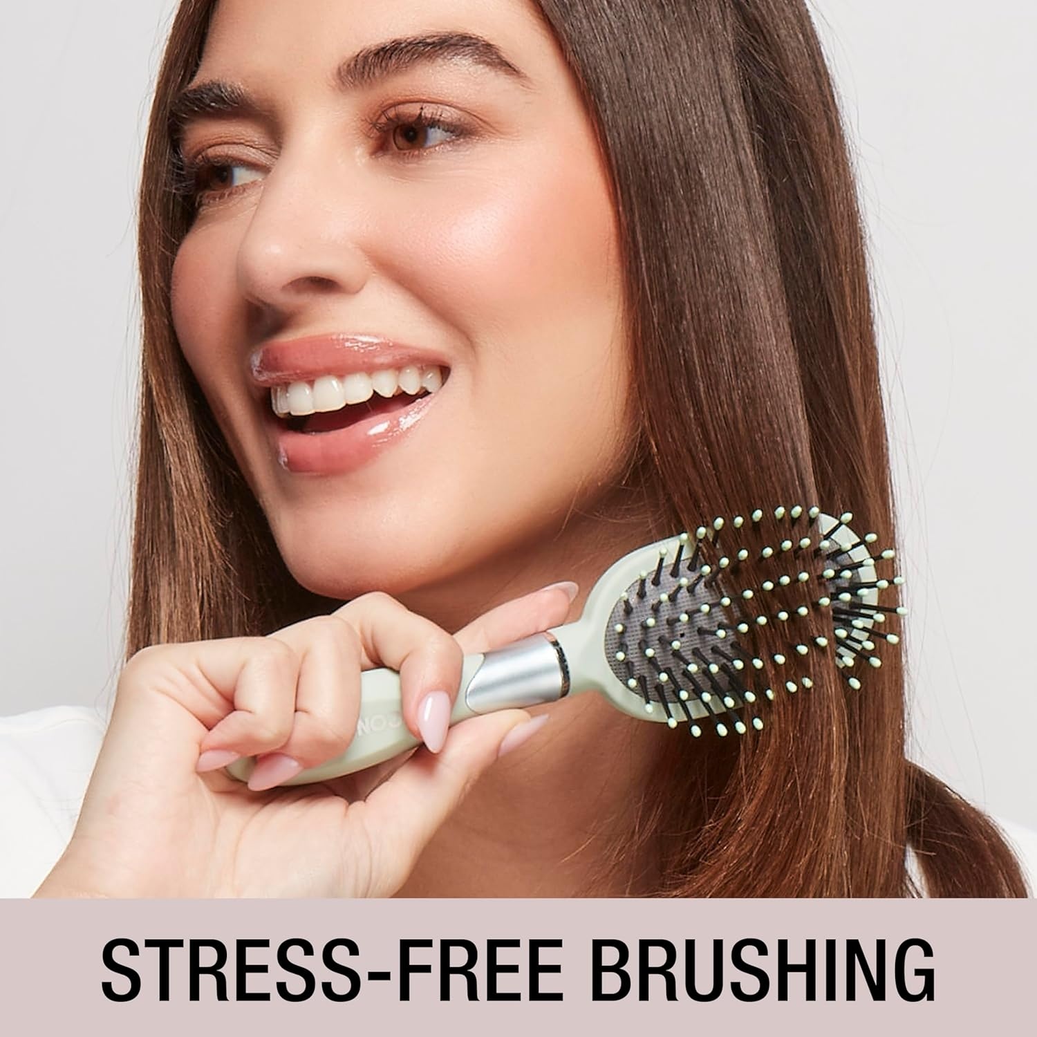 image:imageConair Velvet Touch oval cushion hair brush Travel Hairbrush Detangling ideal for curly or straight styles detangler brushes women or men Sage GreenSage Green