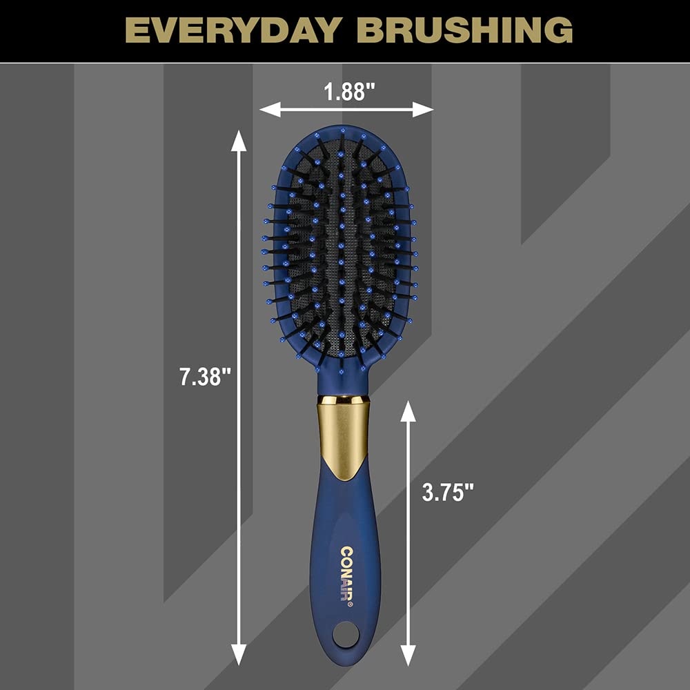 image:imageConair Velvet Touch oval cushion hair brush Travel Hairbrush Detangling ideal for curly or straight styles detangler brushes women or men Sage GreenAssorted Red Black Navy