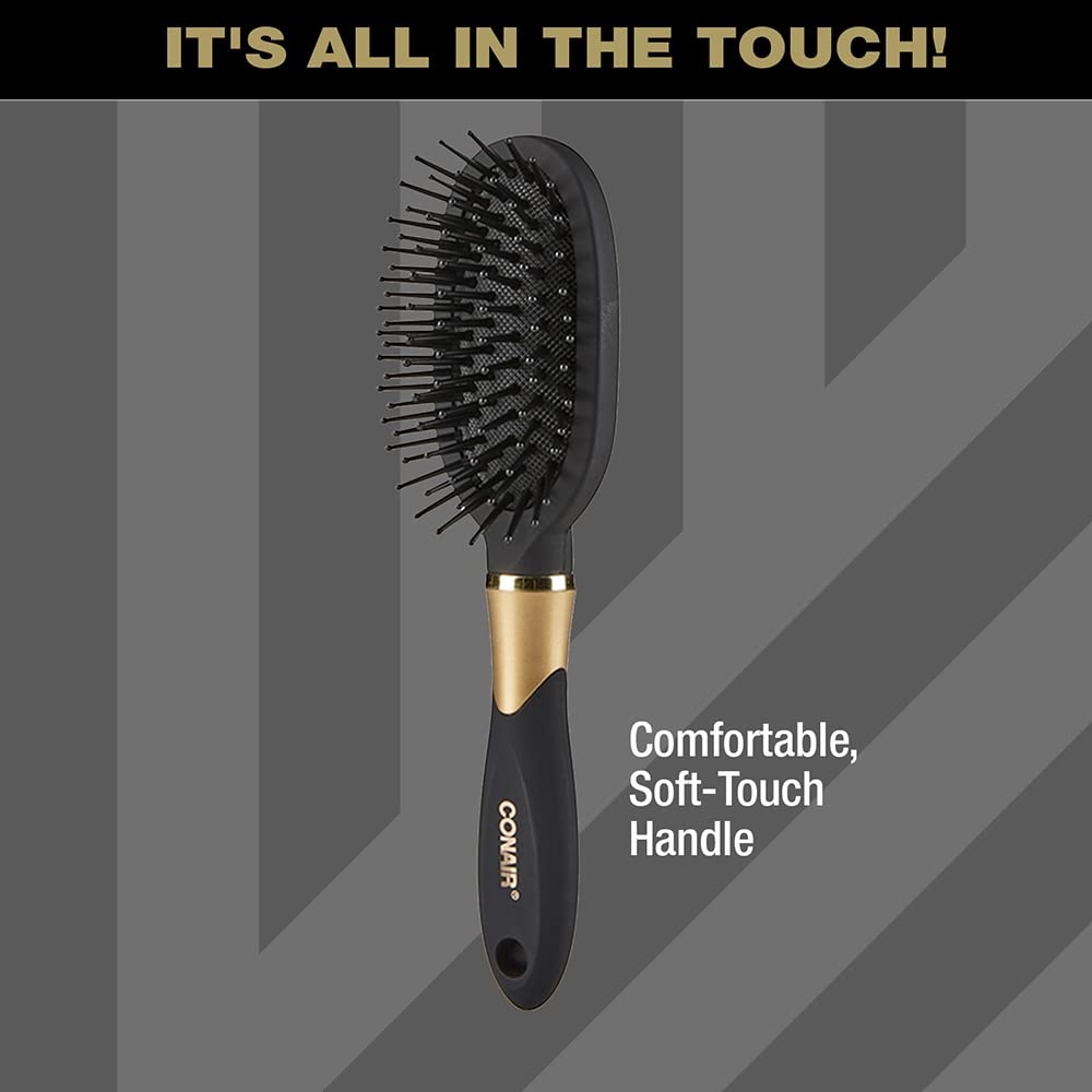 image:imageConair Velvet Touch oval cushion hair brush Travel Hairbrush Detangling ideal for curly or straight styles detangler brushes women or men Sage GreenAssorted Red Black Navy