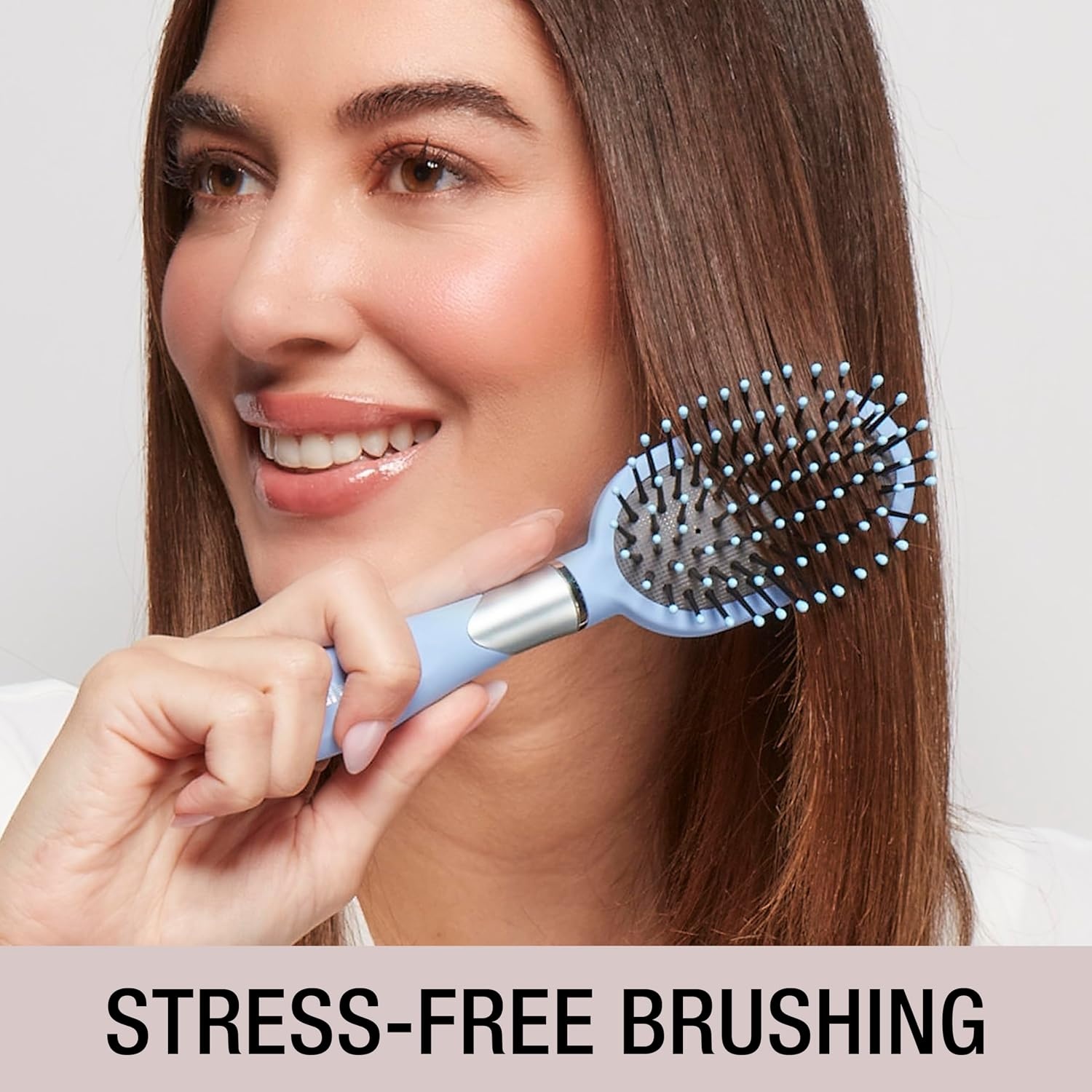 image:imageConair Velvet Touch oval cushion hair brush Travel Hairbrush Detangling ideal for curly or straight styles detangler brushes women or men Sage GreenSky Blue