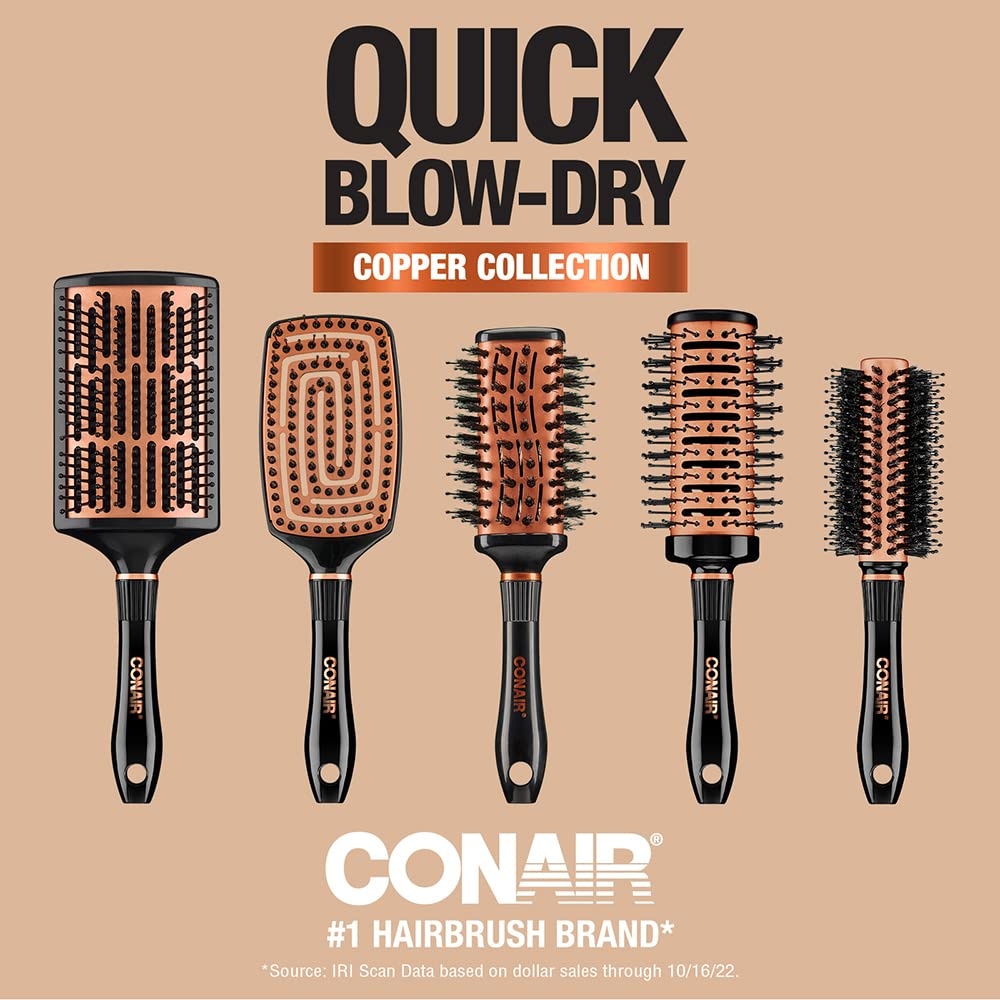 image:imageConair Vented Copper Collection Round Brush for Blow Drying and Styling Quick Blow Dry BrushVented Oval