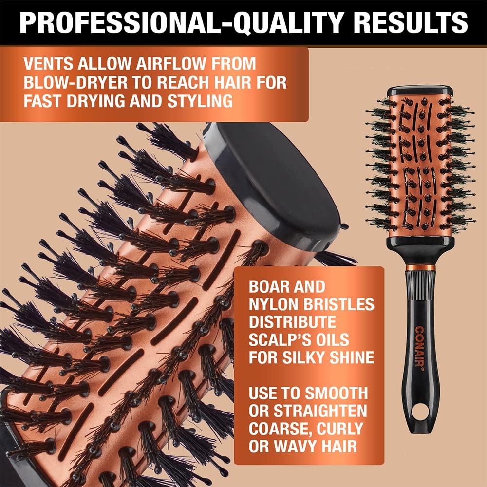 image:imageConair Vented Copper Collection Round Brush for Blow Drying and Styling Quick Blow Dry BrushVented Oval