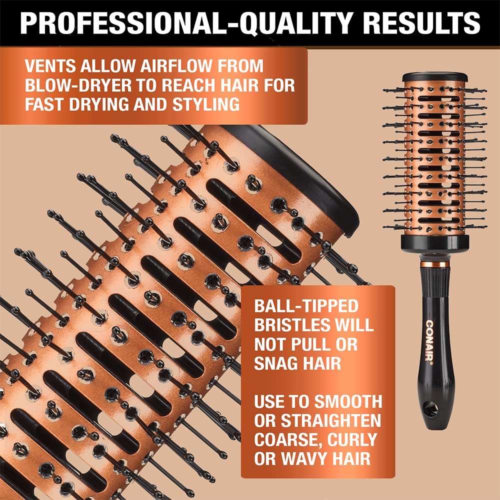 image:imageConair Vented Copper Collection Round Brush for Blow Drying and Styling Quick Blow Dry BrushVented Round