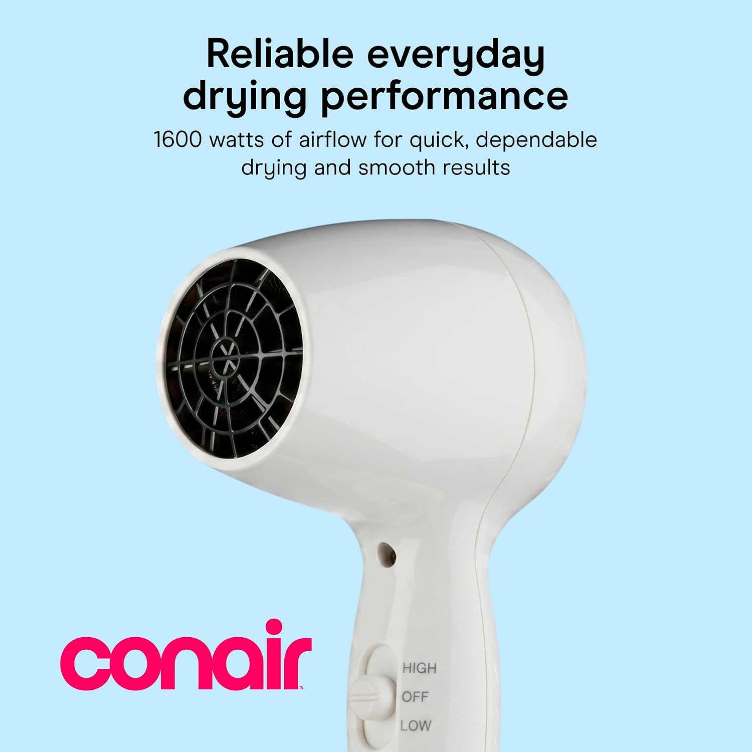 image:imageConair Wall Mount Hair Dryer SpaceSaving Wall Mount Design with LED Night Light 1600W for Fine Medium and Thick Hair White 134NR1 Count Pack of 1