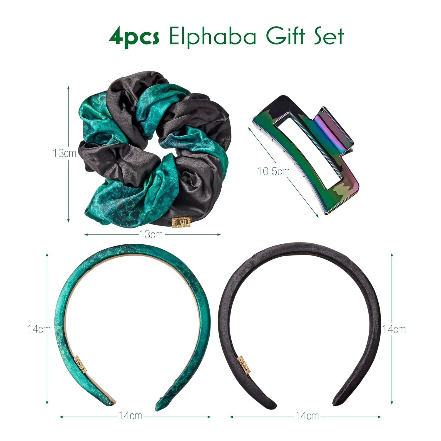 image:imageConair Wicked Elphaba Gift Box hair accessories for girls gifts for her hair accessories Scunci 4PKElphaba Green