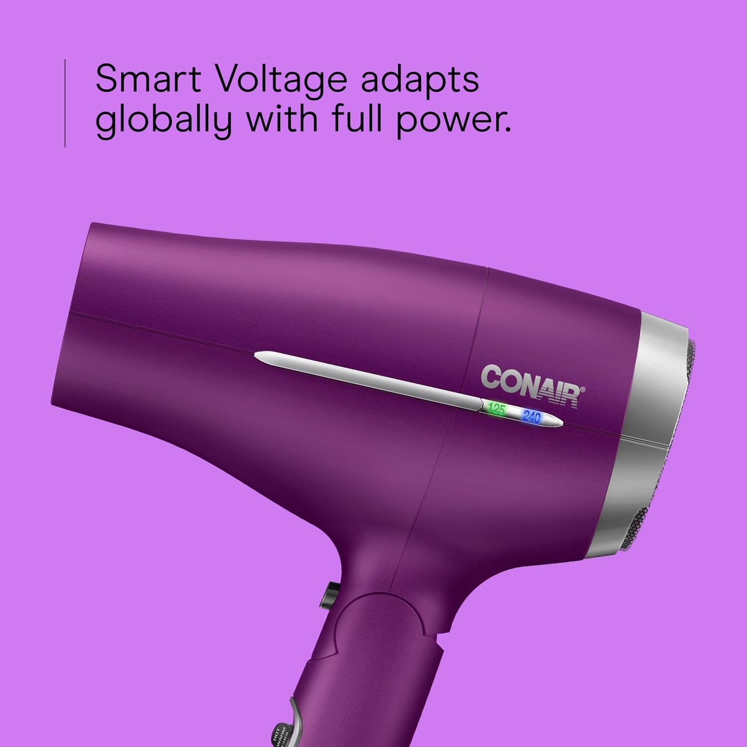image:imageConair Worldwide Folding Handle Hair Dryer with Concentrator amp Diffuser 1875W Travel Blow Dryer with Smart Voltage Technology Ionic Conditioning Fights Frizz 3 Heat amp 2 Speed Settings Purple