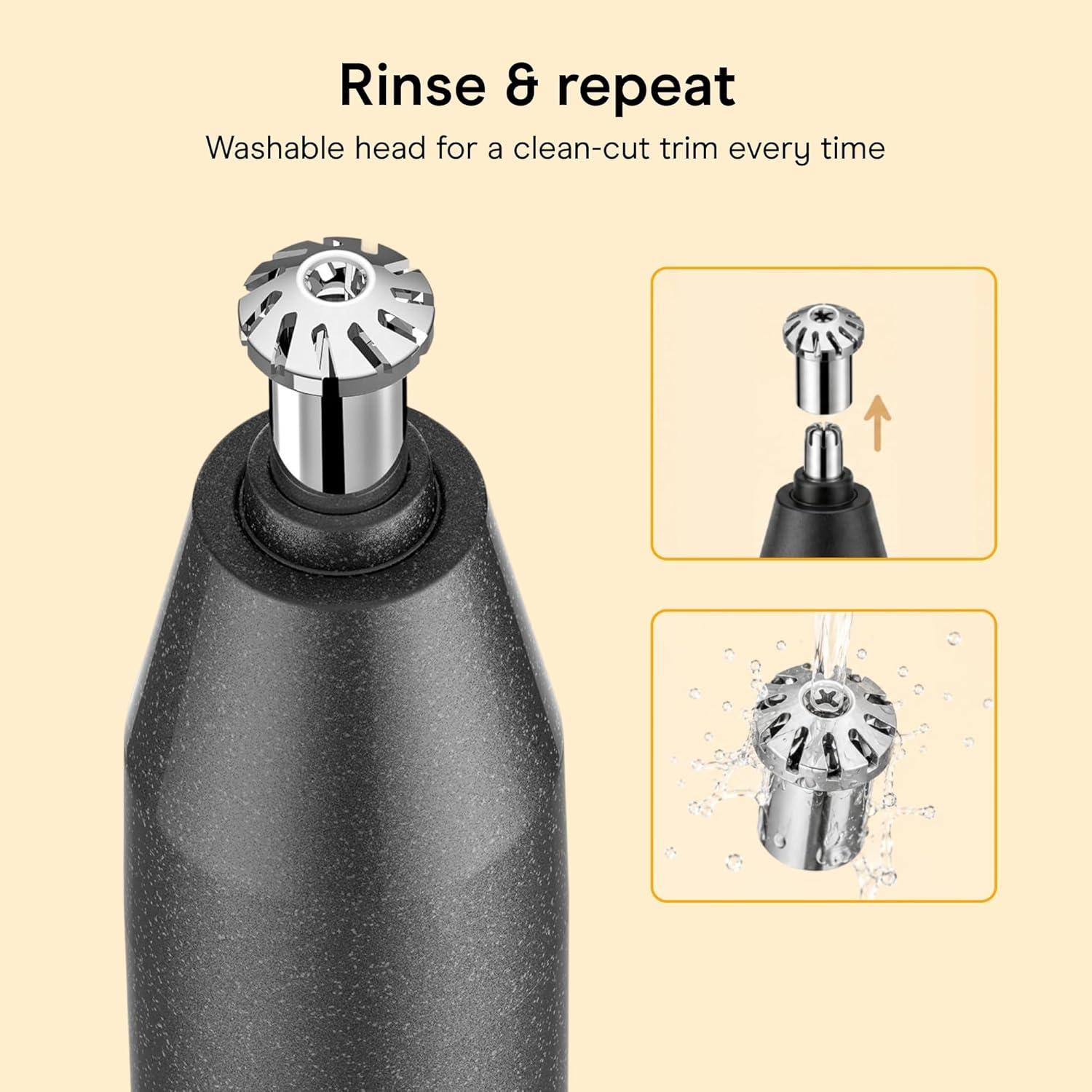 image:imageConairMAN 360 Bevel Blade Ear and Nose Trimmer Patented 360 beveled blade trims ear nose and brows with no pulling BlackSilver Model PG1000L5BlackSilver