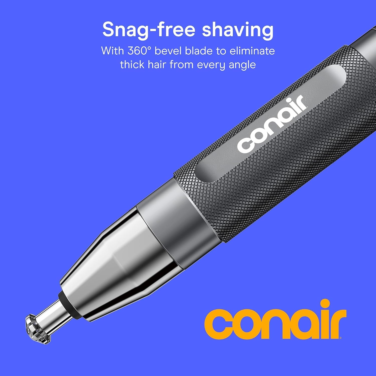image:imageConairMAN 360 Bevel Blade Ear and Nose Trimmer Patented 360 beveled blade trims ear nose and brows with no pulling BlackSilver Model PG1000L5Metal
