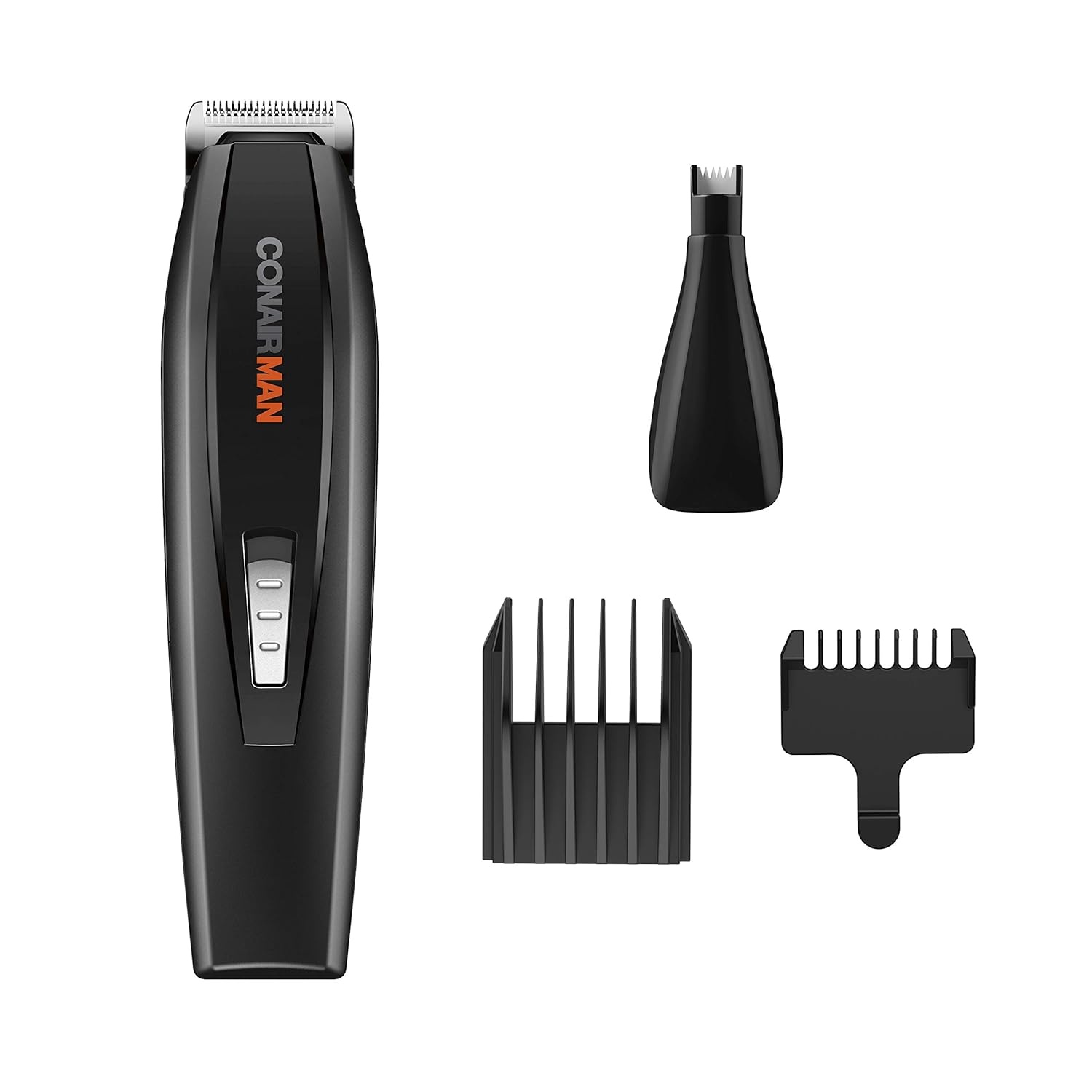 image:imageConairMAN AllinOne Beard Trimmer for Men Includes Nose and Ear Hair Trimmer with 5Position Comb Attachment 4 piece Mens Grooming Kit Battery Operated1 Count Pack of 1