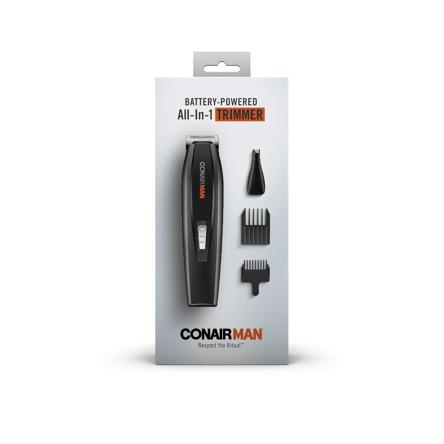 image:imageConairMAN AllinOne Beard Trimmer for Men Includes Nose and Ear Hair Trimmer with 5Position Comb Attachment 4 piece Mens Grooming Kit Battery Operated1 Count Pack of 1