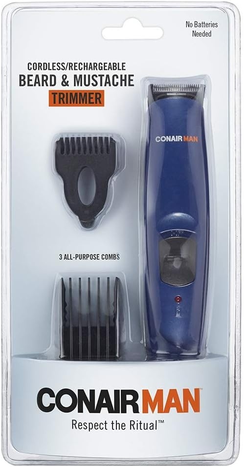 image:imageConairMAN AllinOne Beard Trimmer for Men for Face Nose and Ear Hair Trimmer 12 piece Mens Grooming Kit CordlessRechargeableBlue