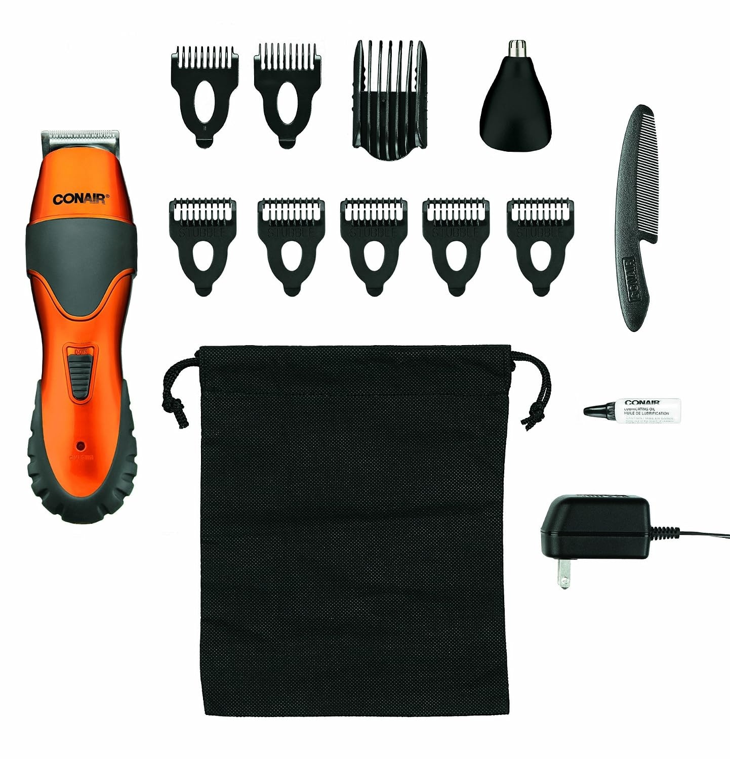 image:imageConairMAN AllinOne Beard Trimmer for Men for Face Nose and Ear Hair Trimmer6 piece Mens Grooming Kit CordlessRechargeableOrange